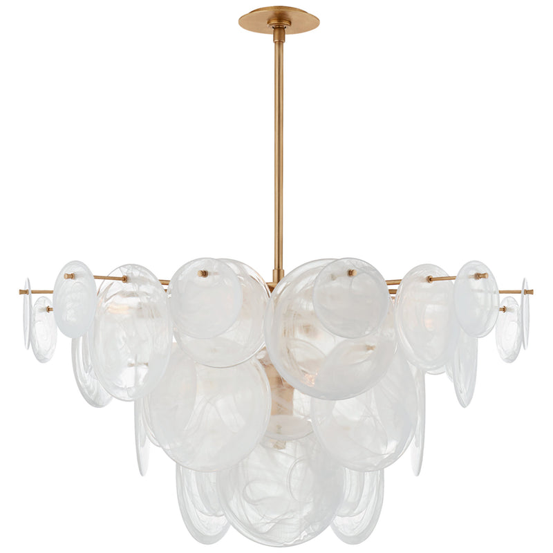 AERIN Loire Large Chandelier in Gild with White Strie Glass