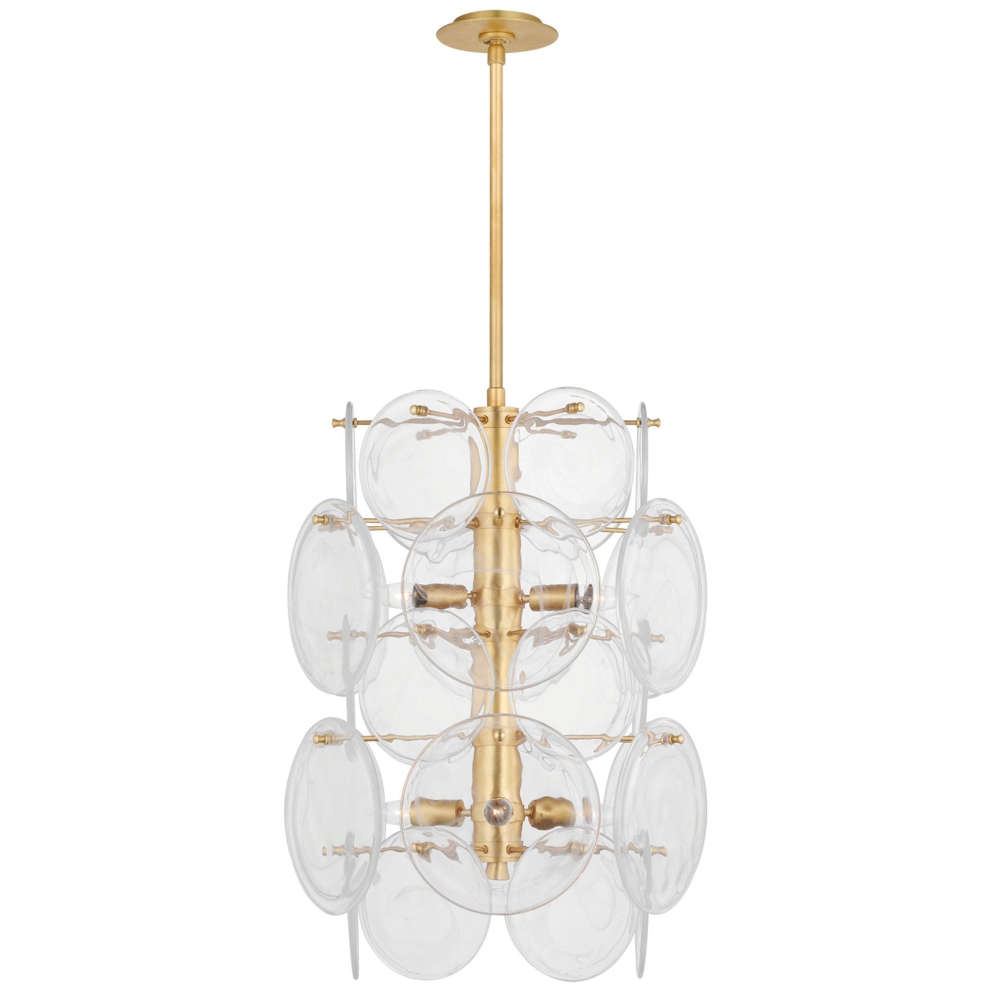AERIN Loire Medium Barrel Chandelier in Gild with Clear Strie Glass Ceiling Light W20"
