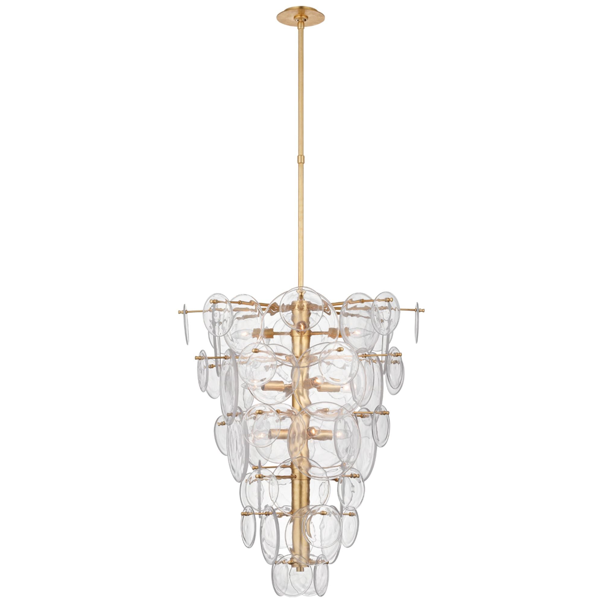 AERIN Loire Cascading Chandelier in Gild with Clear Strie Glass