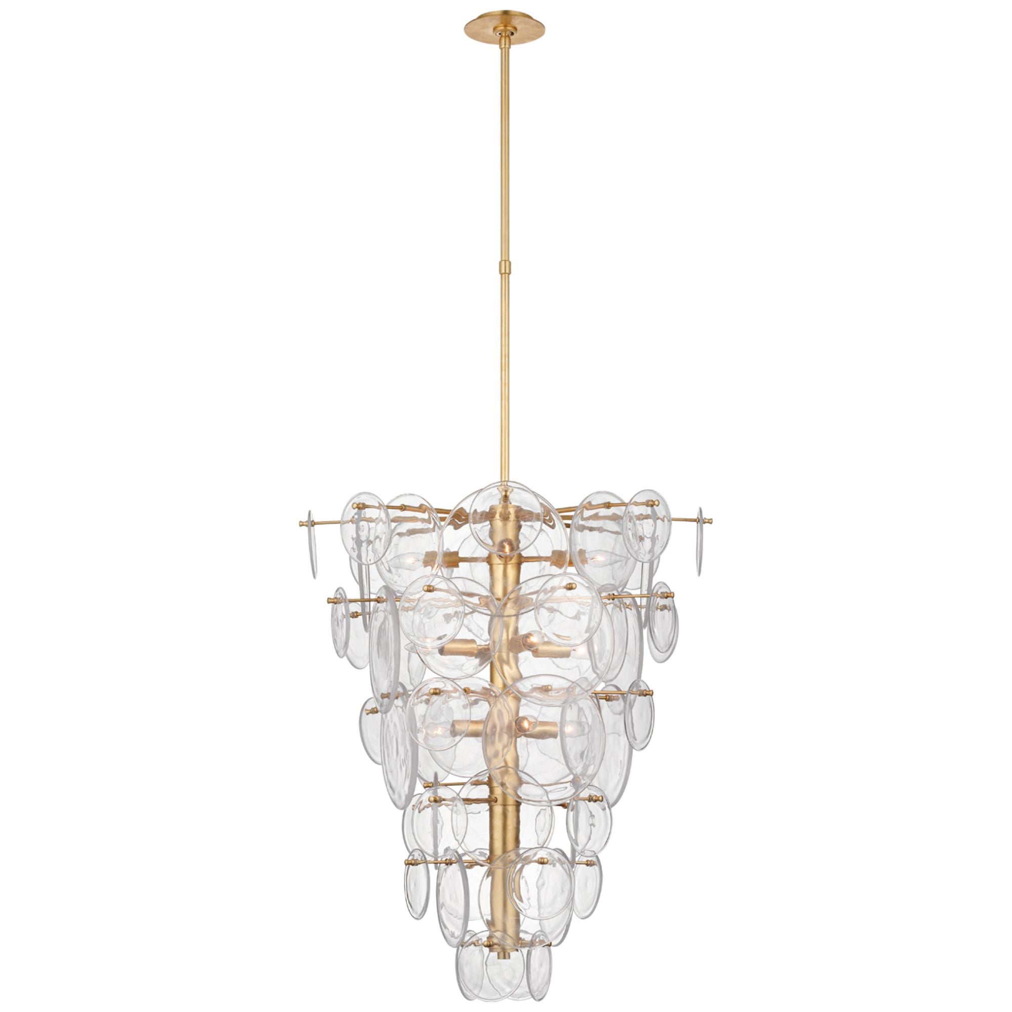 AERIN Loire Cascading Chandelier in Gild with Clear Strie Glass Ceiling Light W29.25"