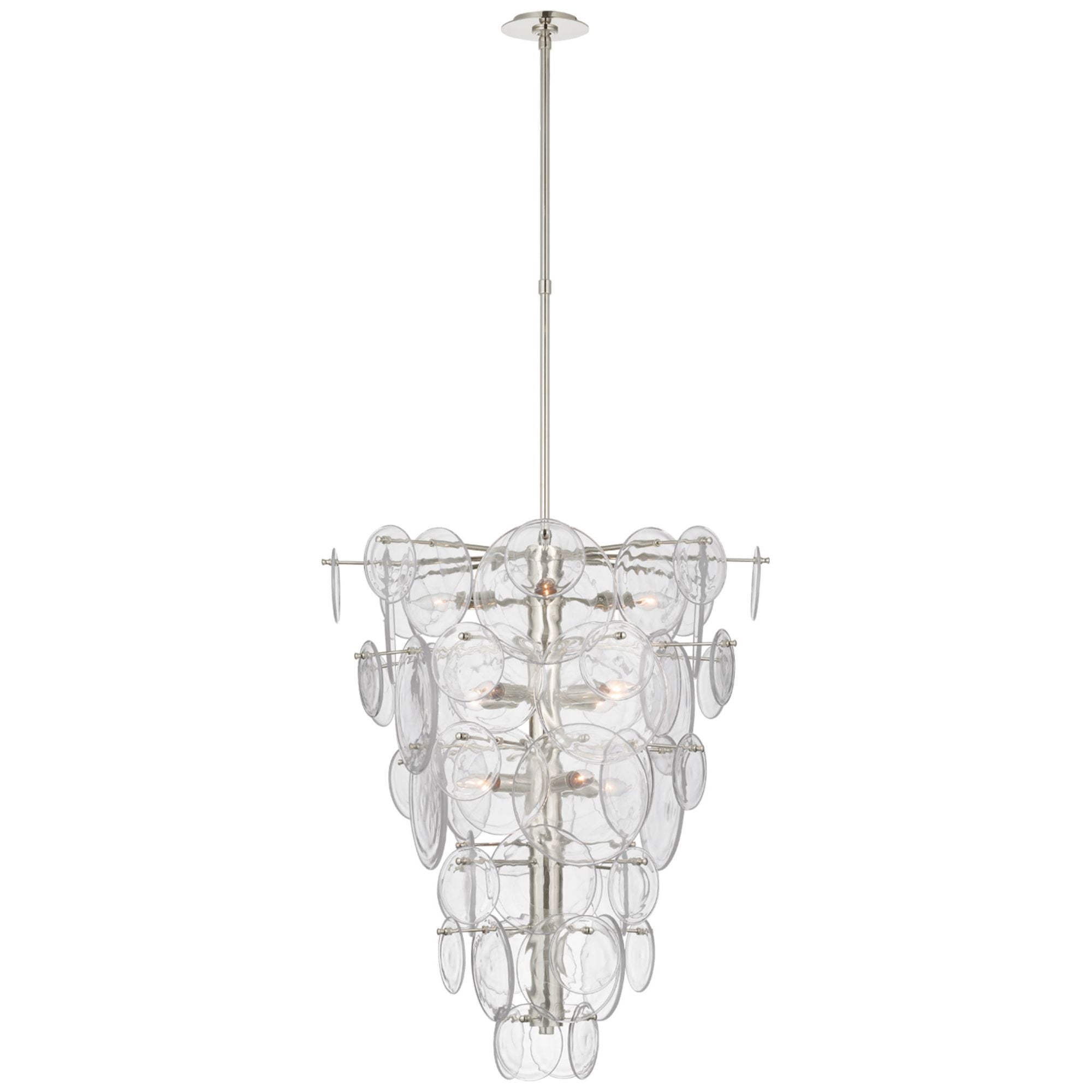 AERIN Loire Cascading Chandelier in Polished Nickel with Clear Strie Glass