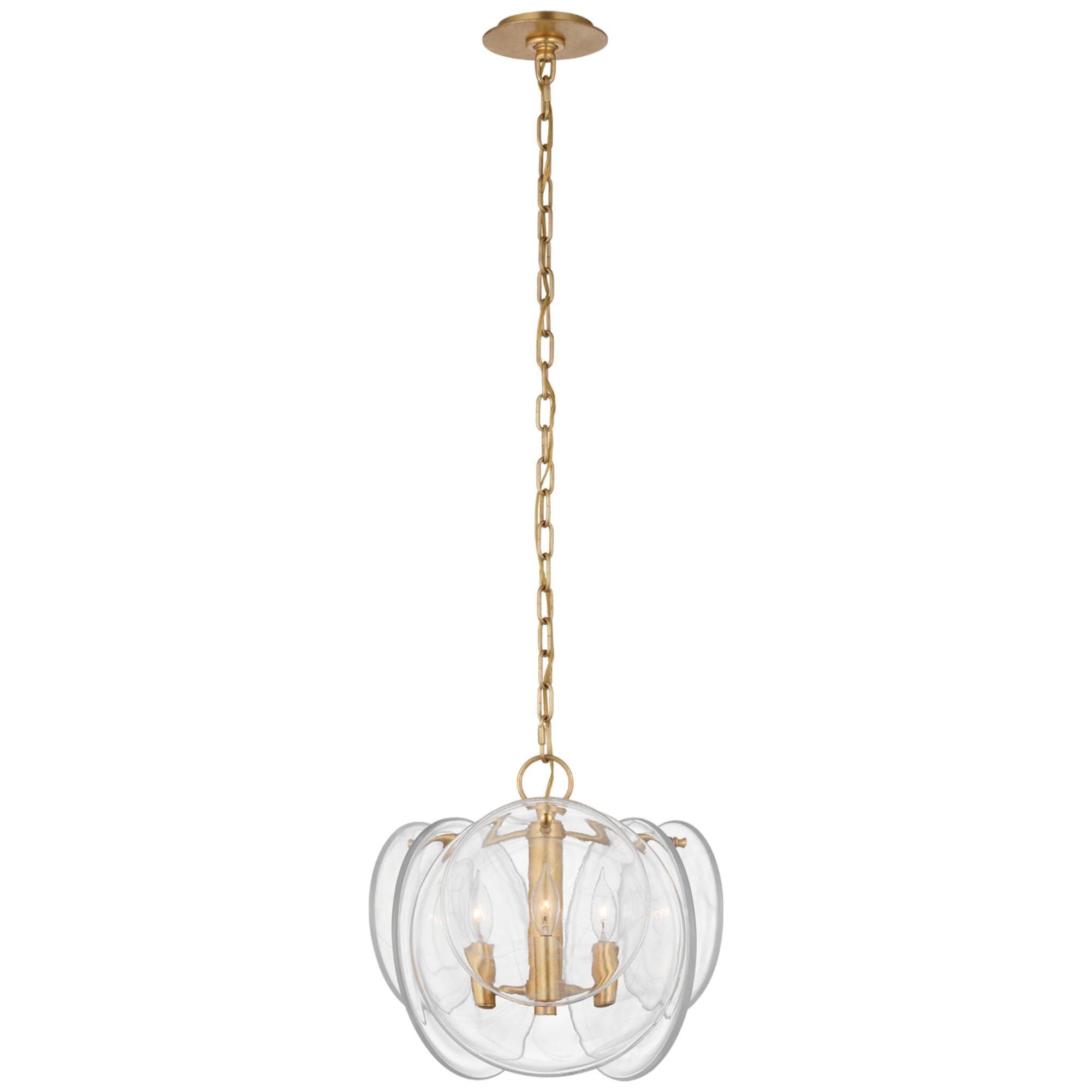 AERIN Loire Petite Chandelier in Gild with Clear Strie Glass Ceiling Light W15.5" x H14.5"