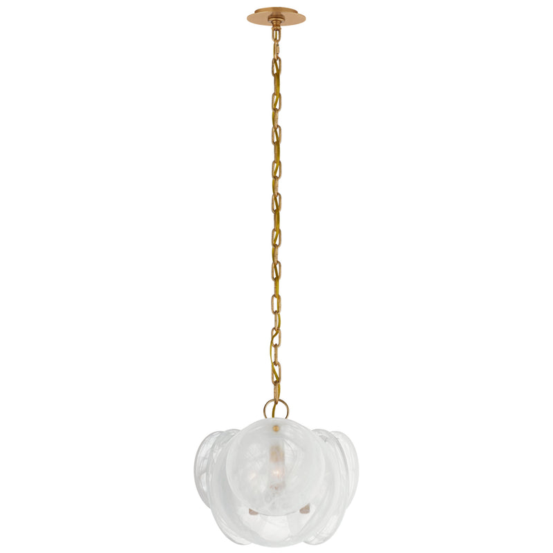 AERIN Loire Petite Chandelier in Gild with White Strie Glass