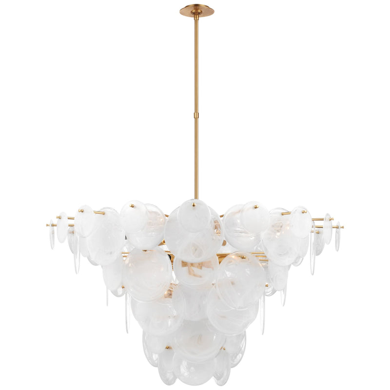 AERIN Loire Extra Large Chandelier in Gild with White Strie Glass
