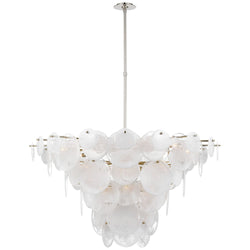 AERIN Loire Extra Large Chandelier in Polished Nickel with White Strie Glass