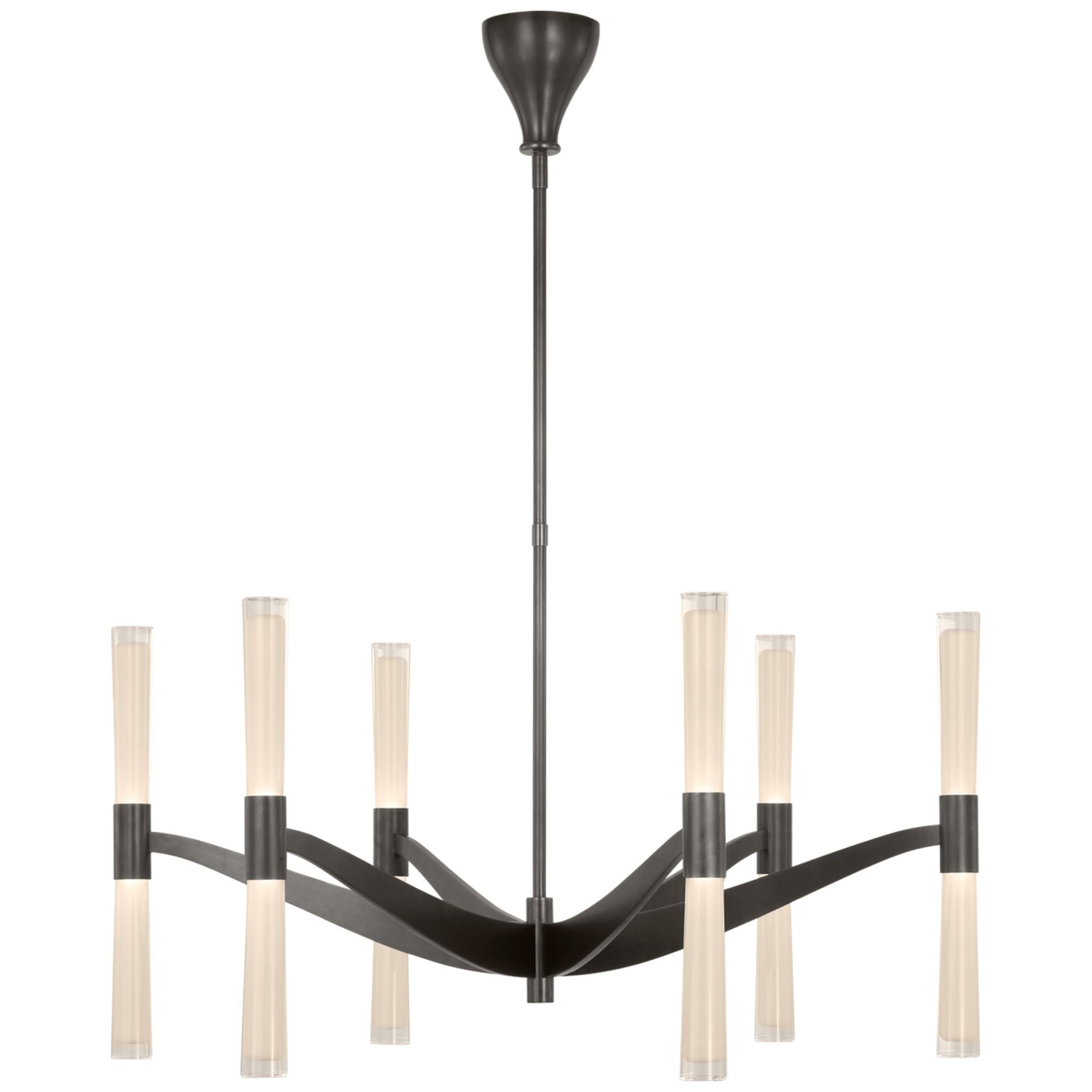 AERIN Brenta Extra Large Chandelier in Bronze with White Glass Ceiling Light W40"