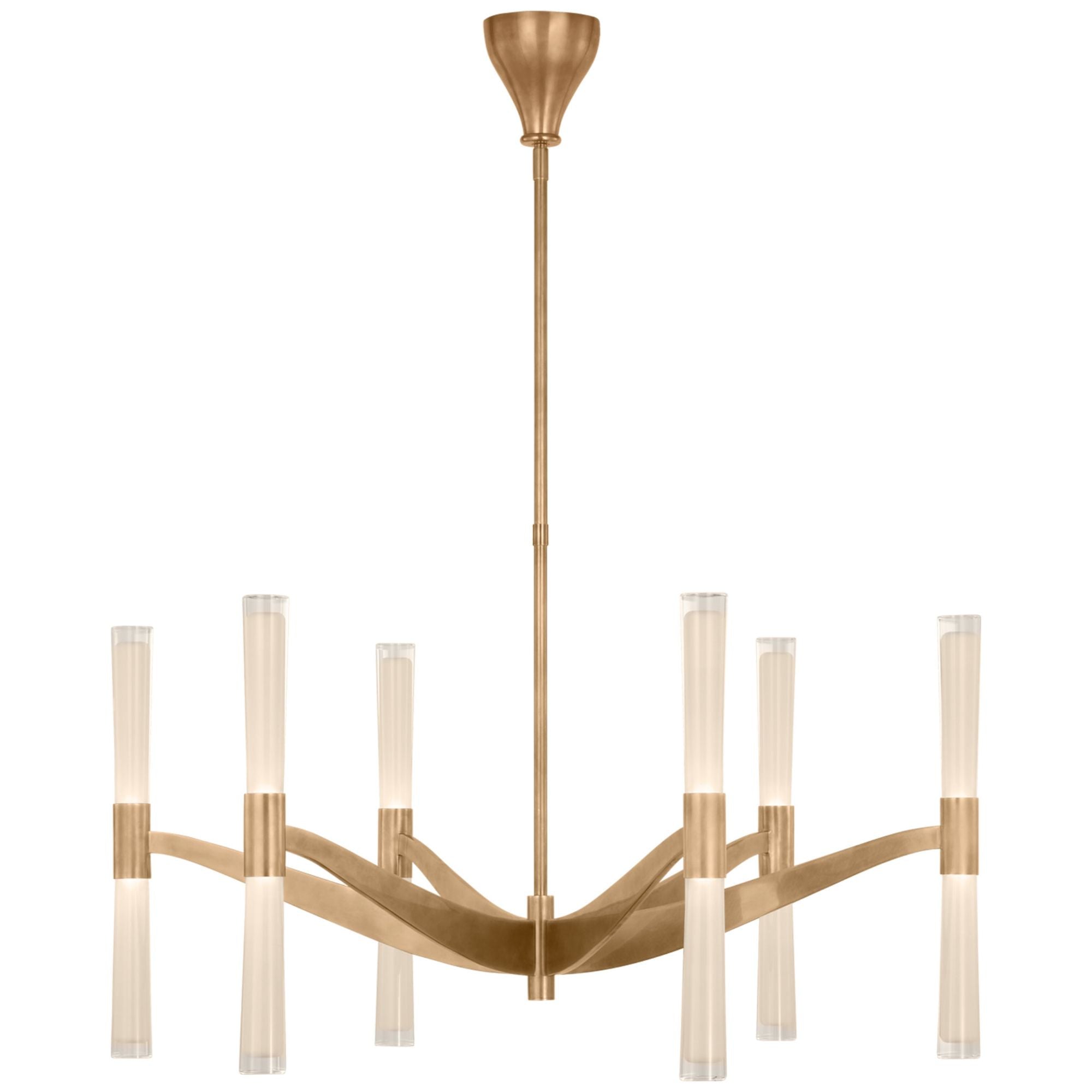 AERIN Brenta Extra Large Chandelier in Hand-Rubbed Antique Brass with White Glass
