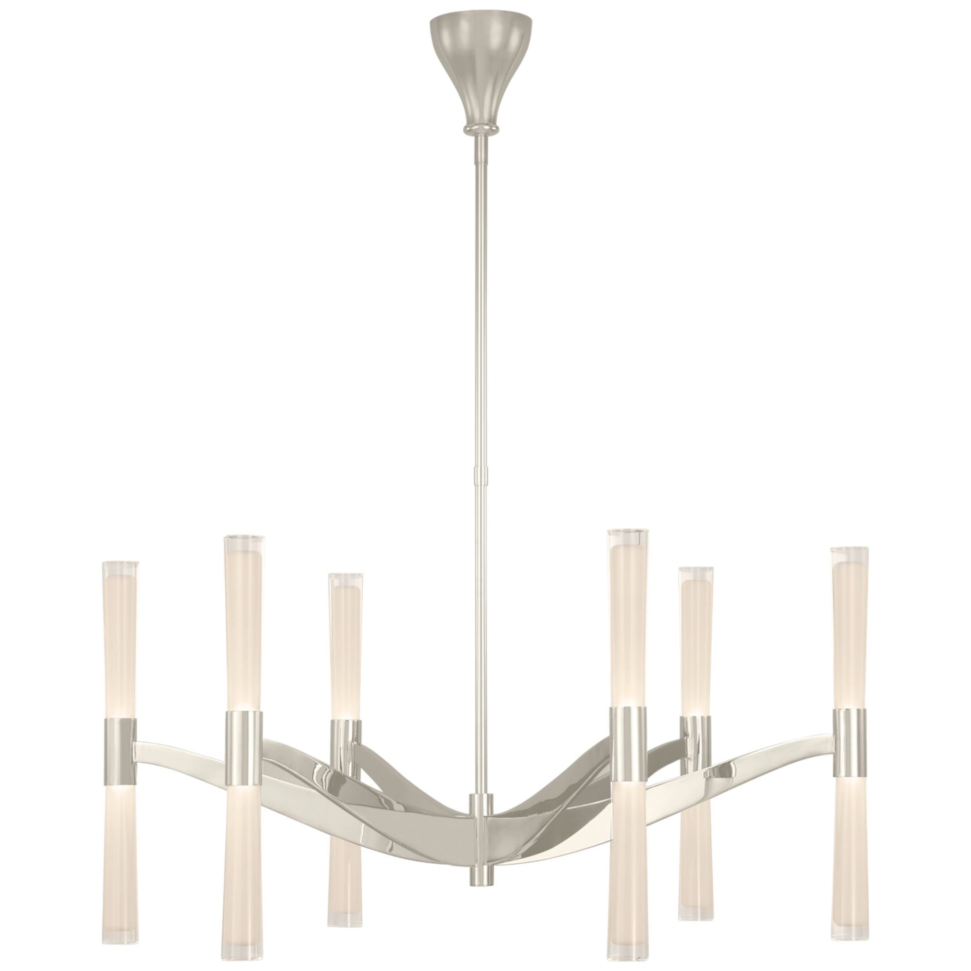 AERIN Brenta Extra Large Chandelier in Polished Nickel with White Glass