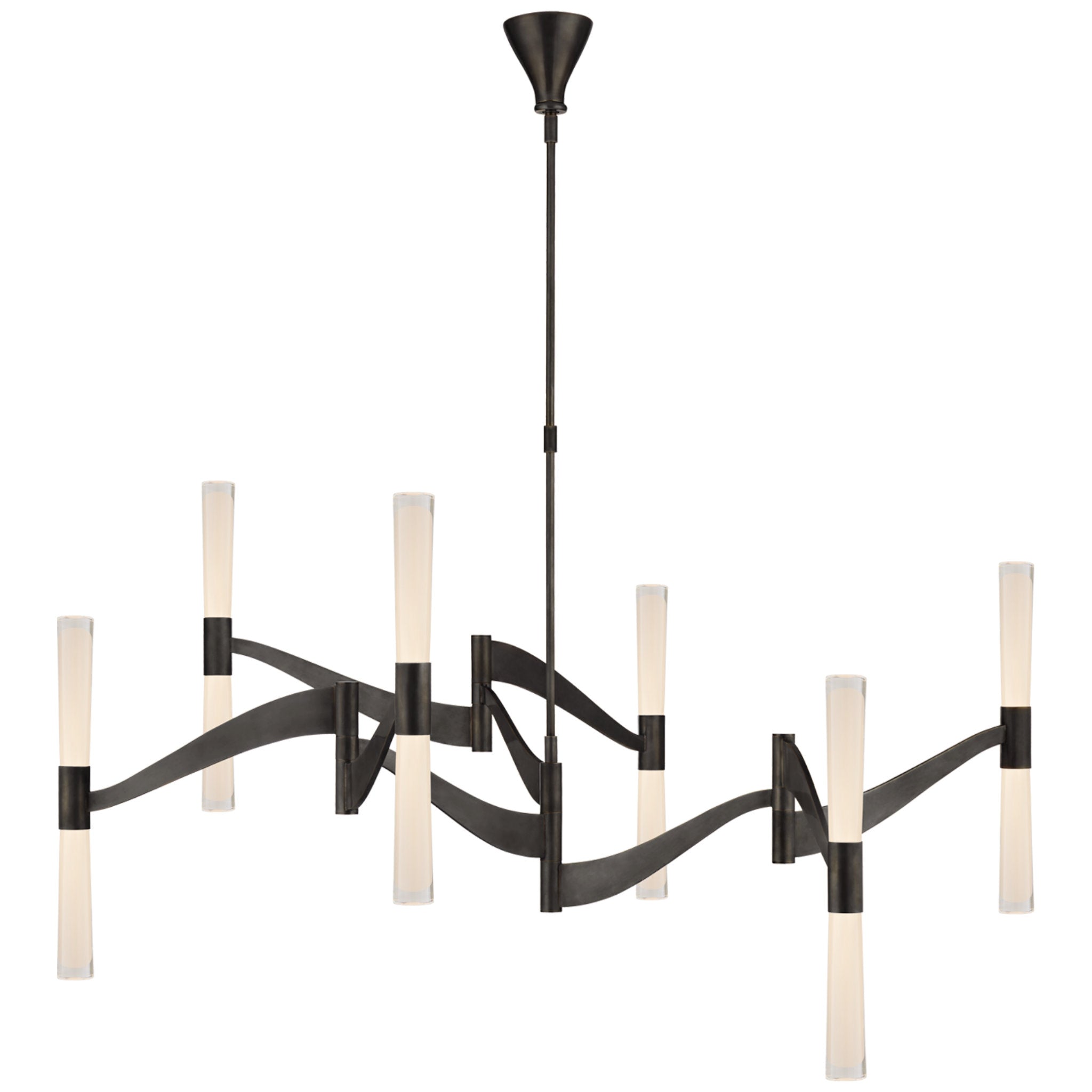 AERIN Brenta Grande Chandelier in Bronze with White Glass Ceiling Light W54.5"