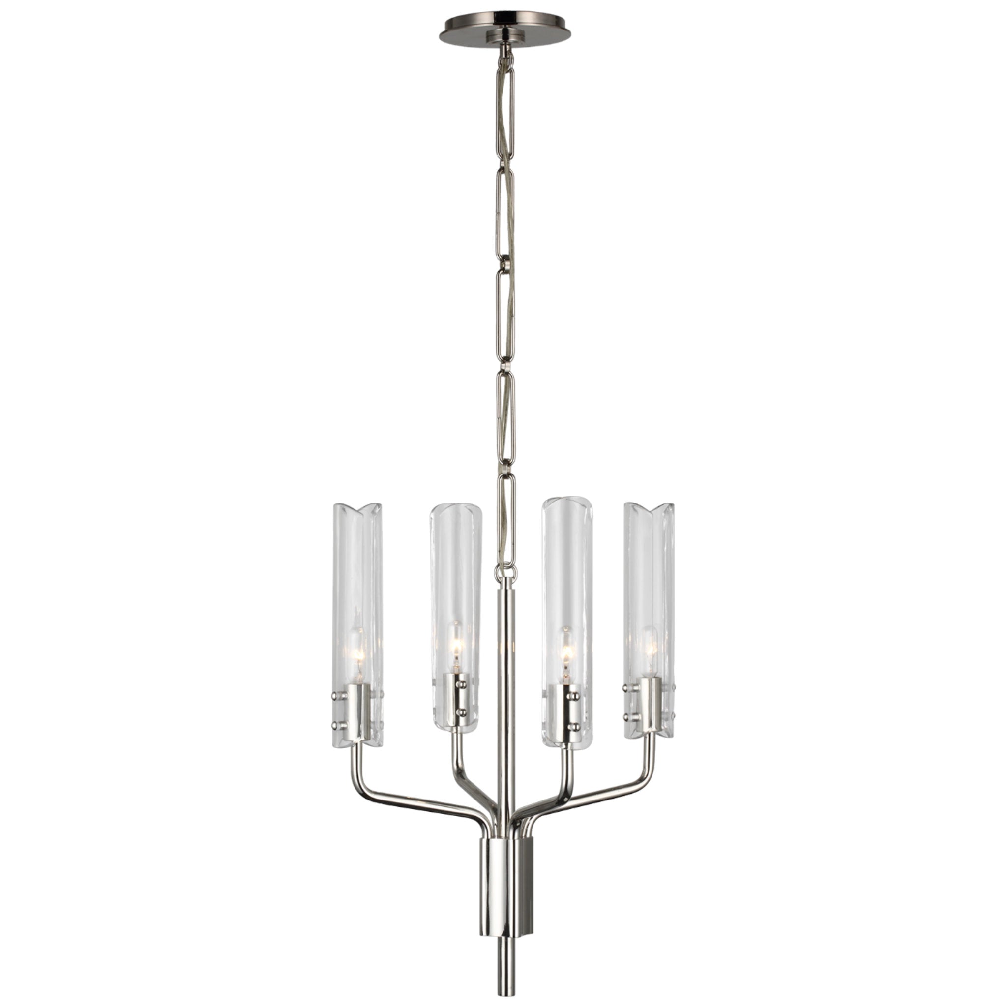 AERIN Casoria Petite Chandelier in Polished Nickel with Clear Glass Ceiling Light W15.25" x H20.5"