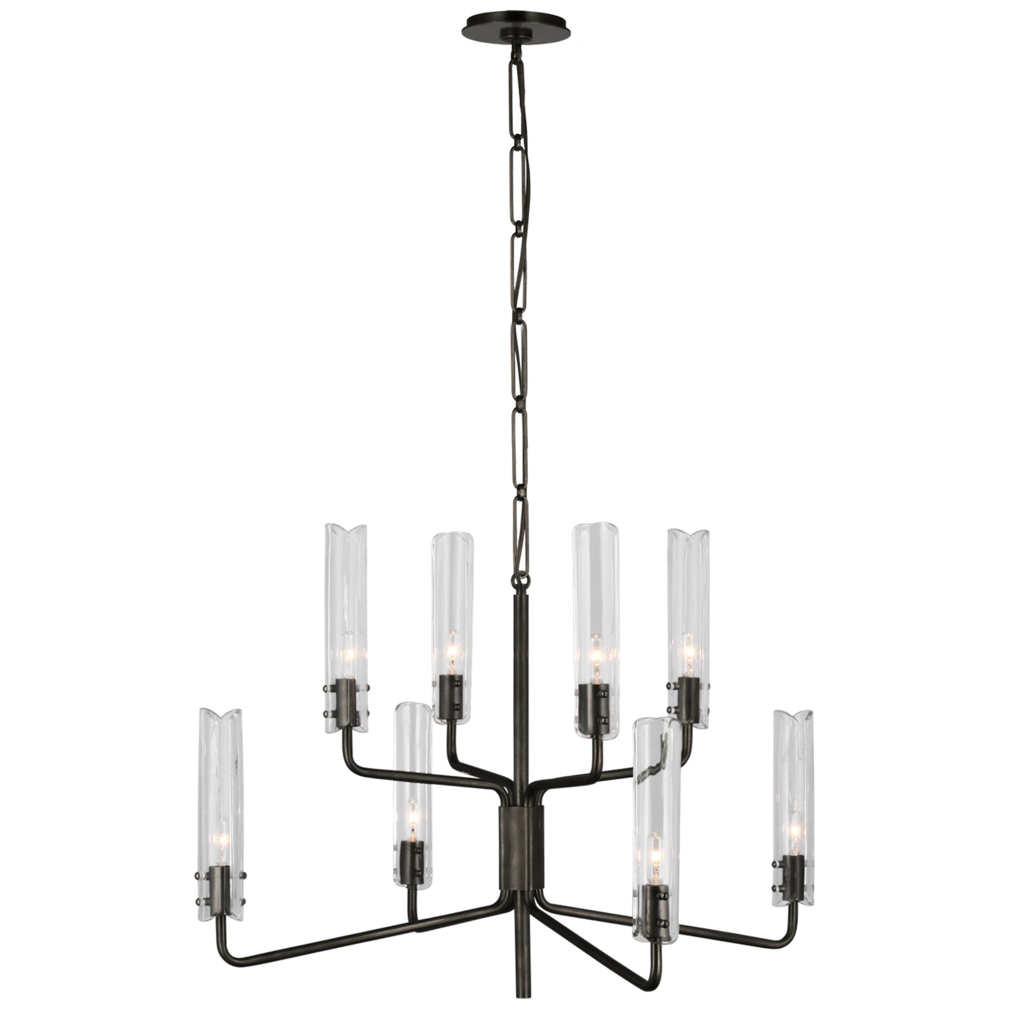 AERIN Casoria Medium Two-Tier Chandelier in Bronze with Clear Glass Ceiling Light W32.25" x H22.75"