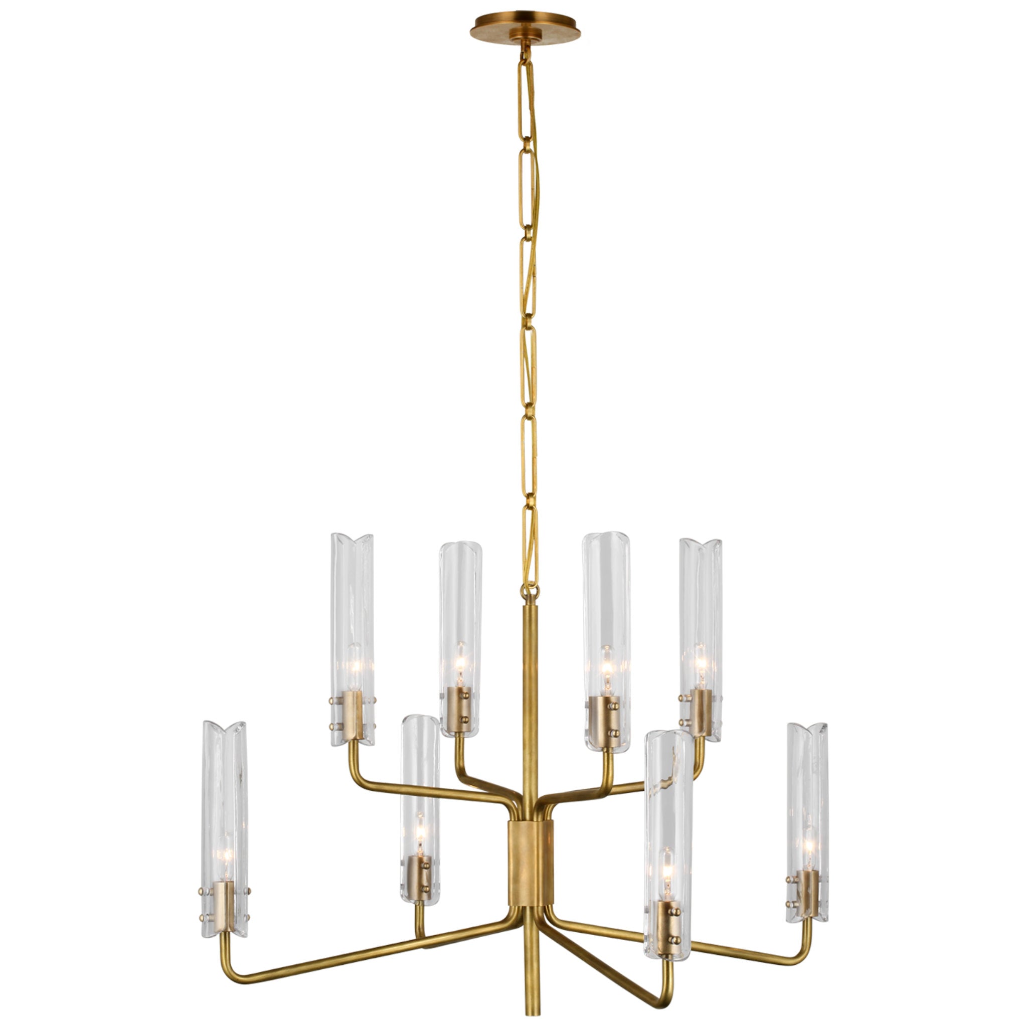 AERIN Casoria Medium Two-Tier Chandelier in Hand-Rubbed Antique Brass with Clear Glass Ceiling Light W32.25" x H22.75"