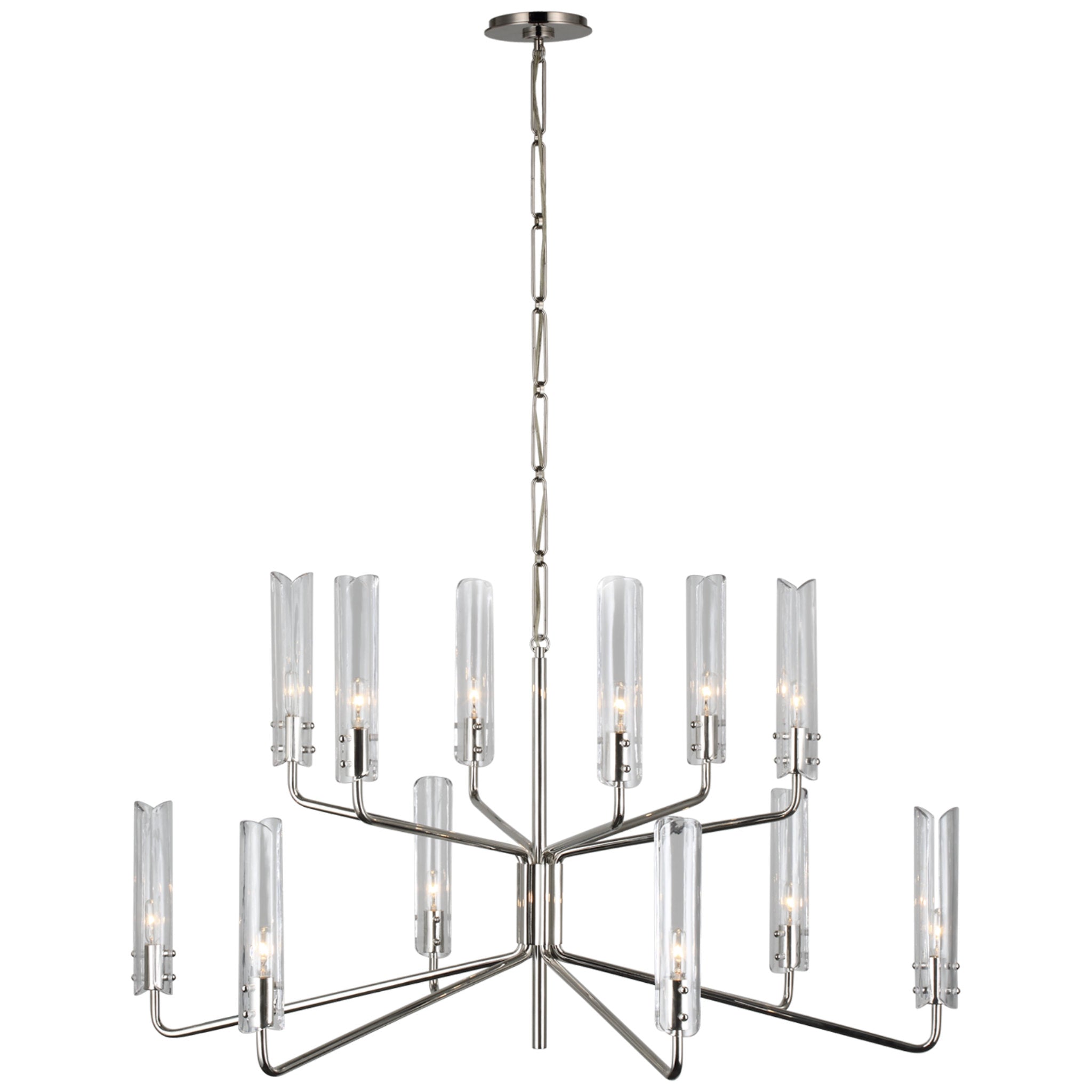 AERIN Casoria Large Two-Tier Chandelier in Polished Nickel with Clear Glass