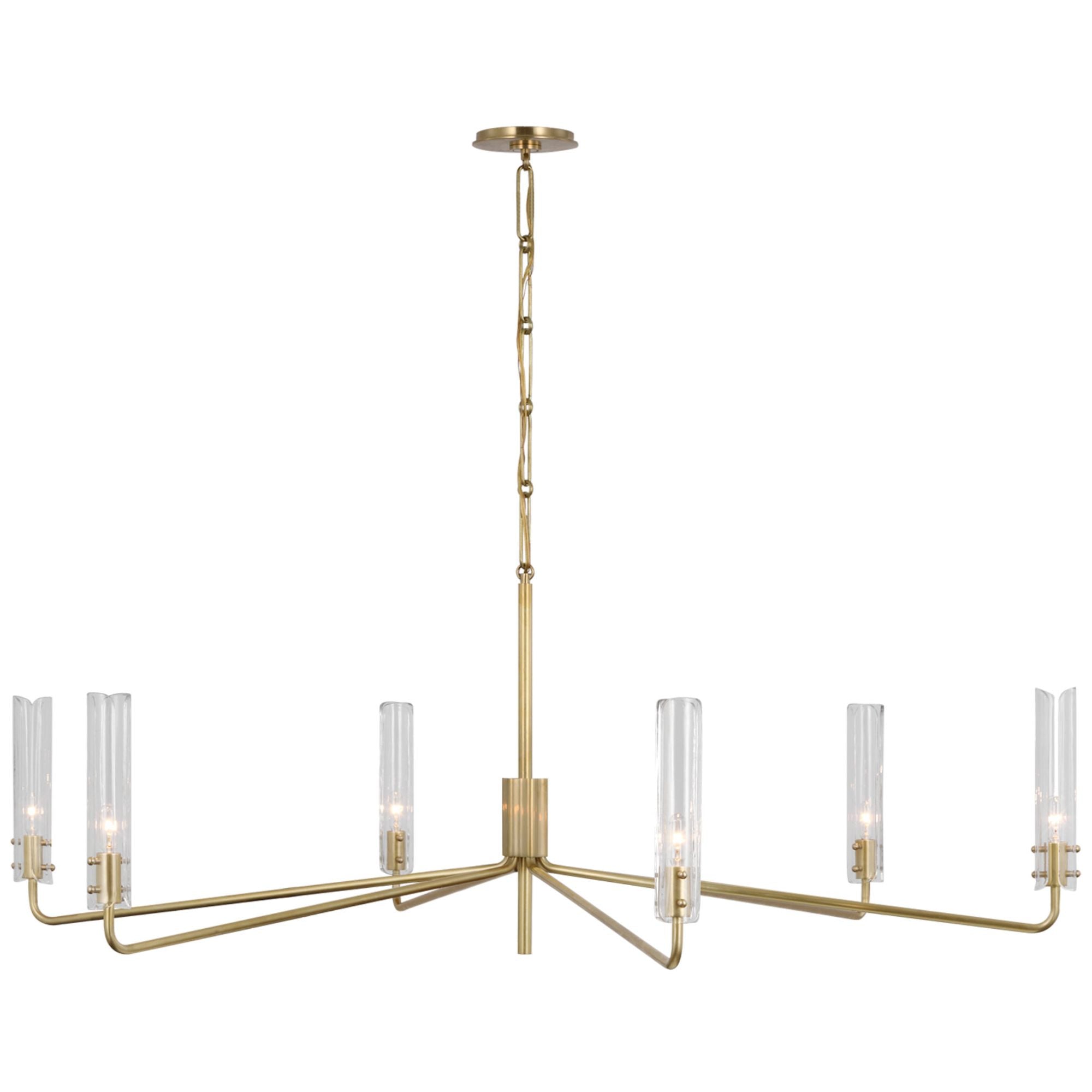 AERIN Casoria Grande Chandelier in Hand-Rubbed Antique Brass with Clear Glass Ceiling Light W56.5" x H20"