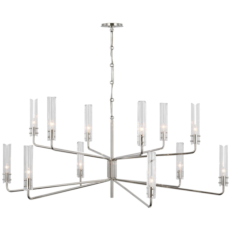 AERIN Casoria Grande Two Tier Chandelier in Polished Nickel with Clear Glass