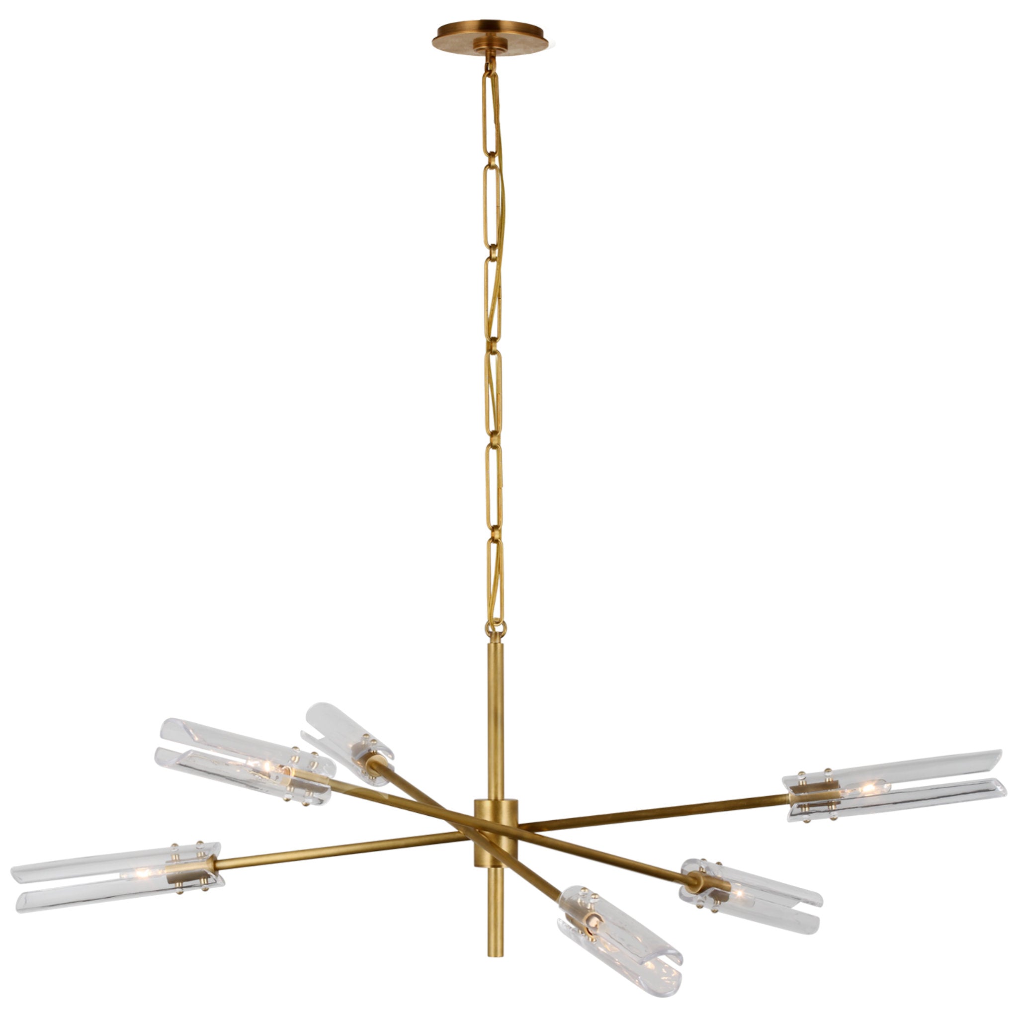 AERIN Casoria XL Radial Chandelier in Hand-Rubbed Antique Brass with Clear Glass