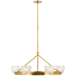 AERIN Carola Large Ring Chandelier in Hand-Rubbed Antique Brass with Frosted Glass