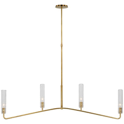 AERIN Casoria Large Linear Chandelier in Hand-Rubbed Antique Brass with Clear Glass