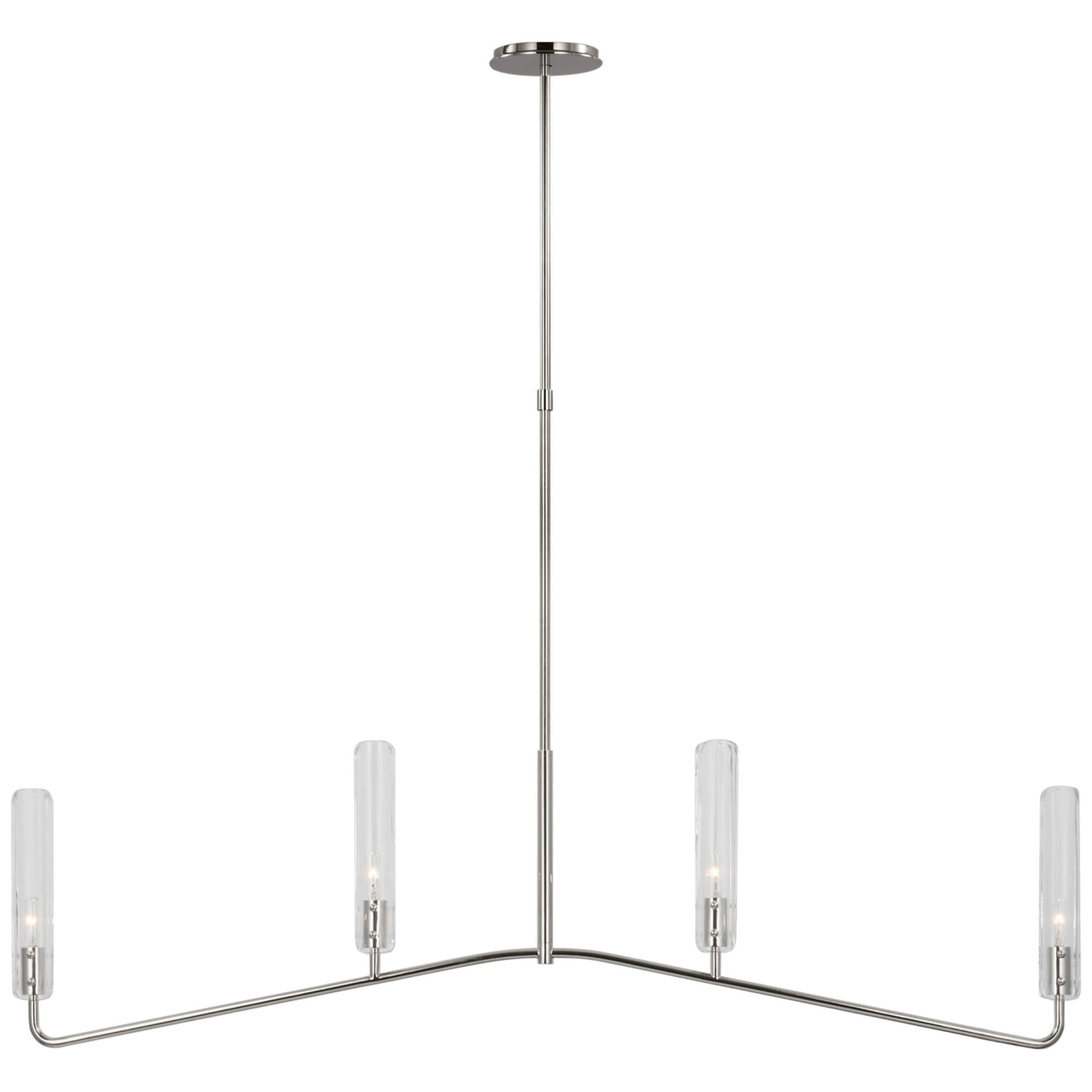 AERIN Casoria Large Linear Chandelier in Polished Nickel with Clear Glass Ceiling Light W50"