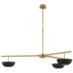 AERIN Valencia Extra Large Three Light Chandelier in Hand-Rubbed Antique Brass with Matte Black