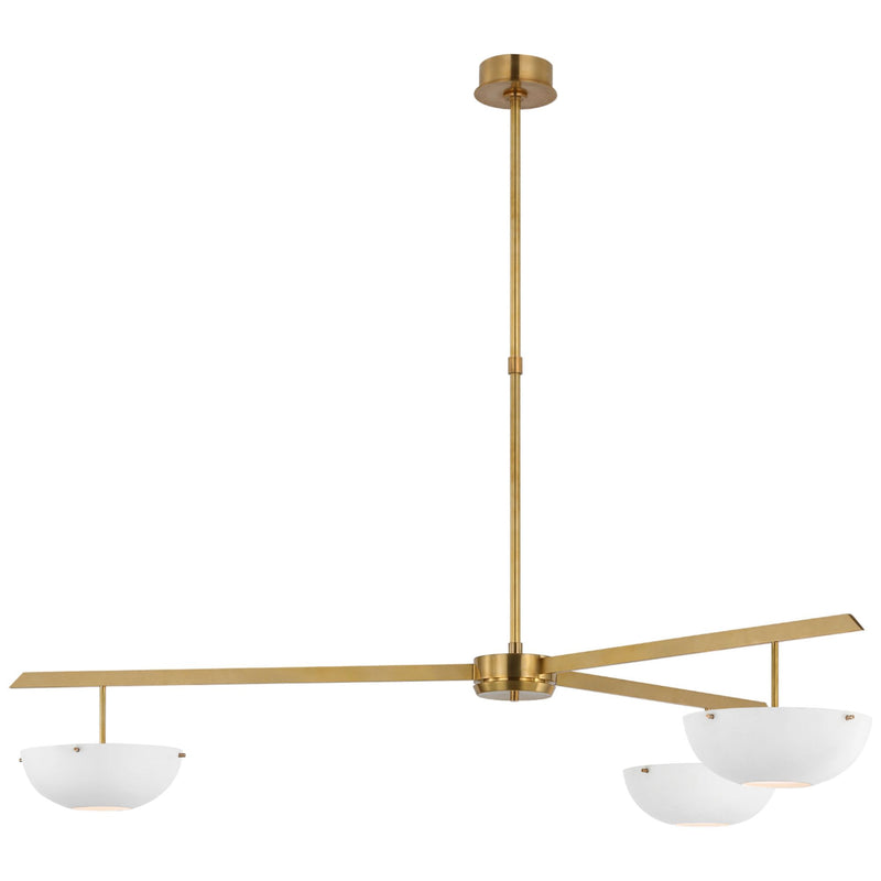 AERIN Valencia Extra Large Three Light Chandelier in Hand-Rubbed Antique Brass with Matte White
