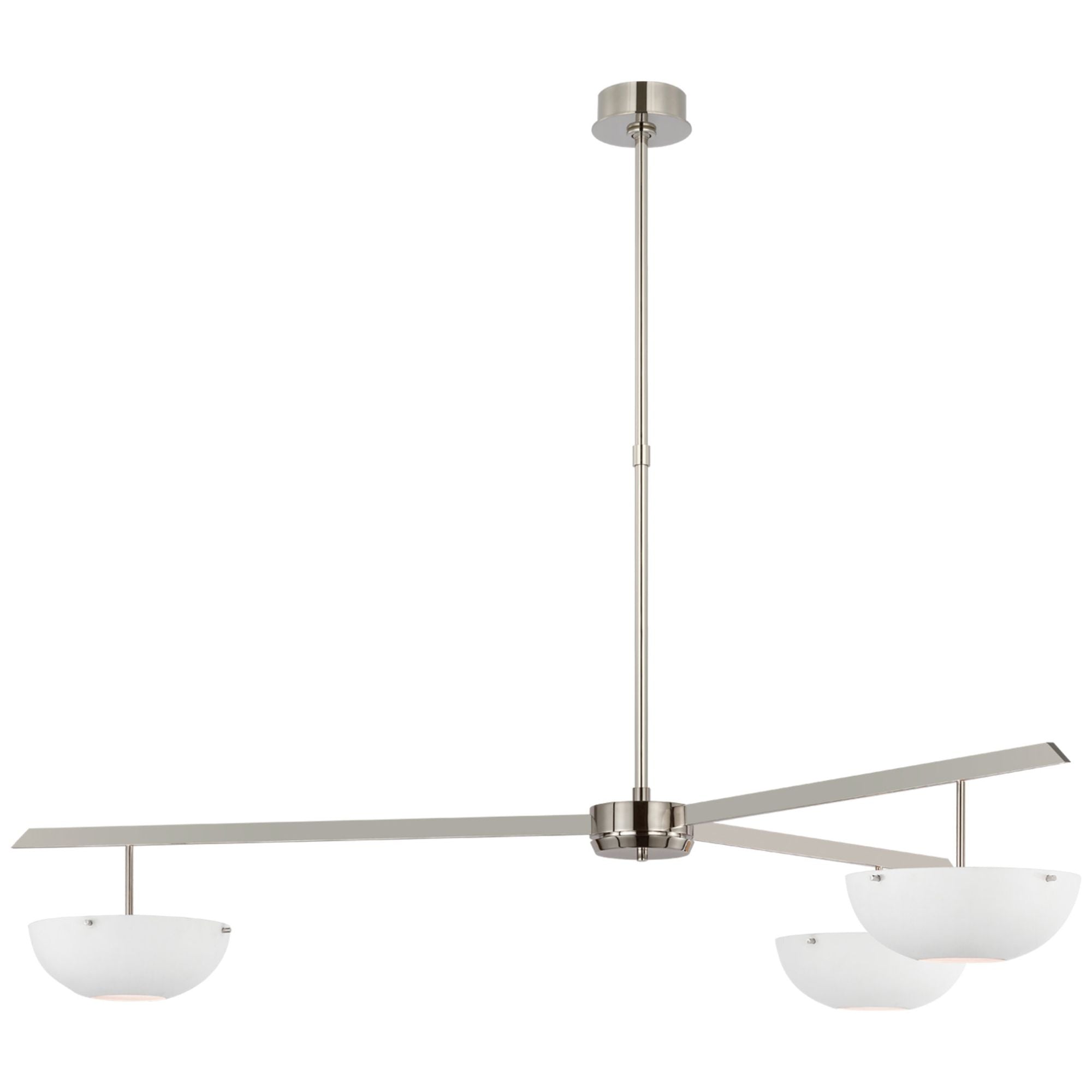 AERIN Valencia Extra Large Three Light Chandelier in Polished Nickel with Matte White Ceiling Light W54"