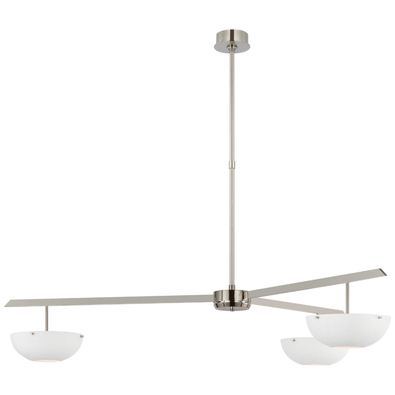 AERIN Valencia Extra Large Three Light Chandelier in Polished Nickel with Matte White