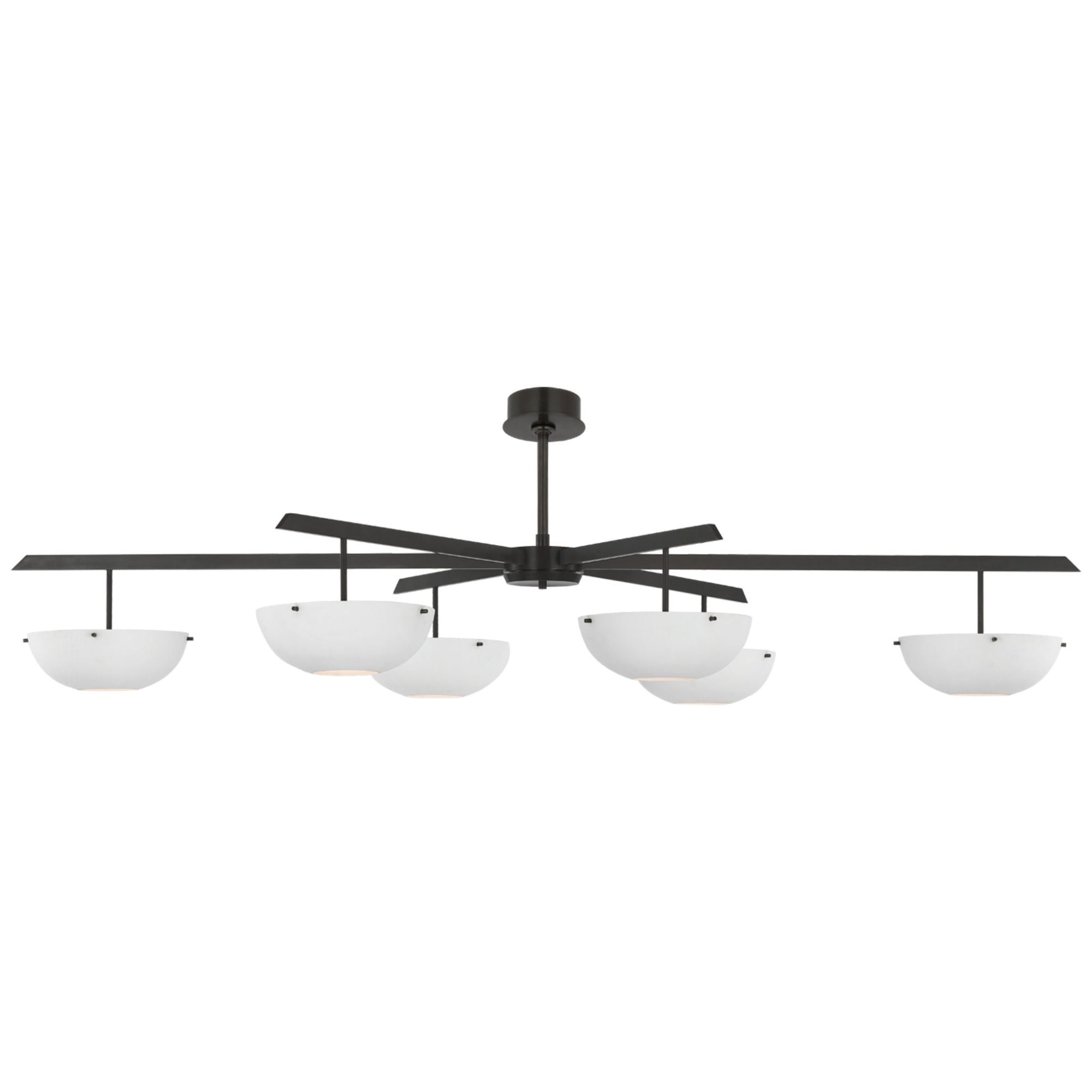 AERIN Valencia Grande Six Light Chandelier in Bronze with Matte White Ceiling Light W66.5"