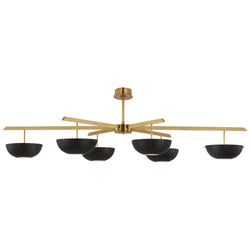 AERIN Valencia Grande Six Light Chandelier in Hand-Rubbed Antique Brass with Matte Black