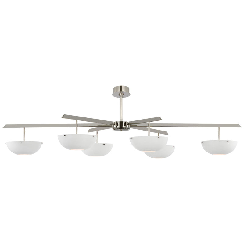 AERIN Valencia Grande Six Light Chandelier in Polished Nickel with Matte White