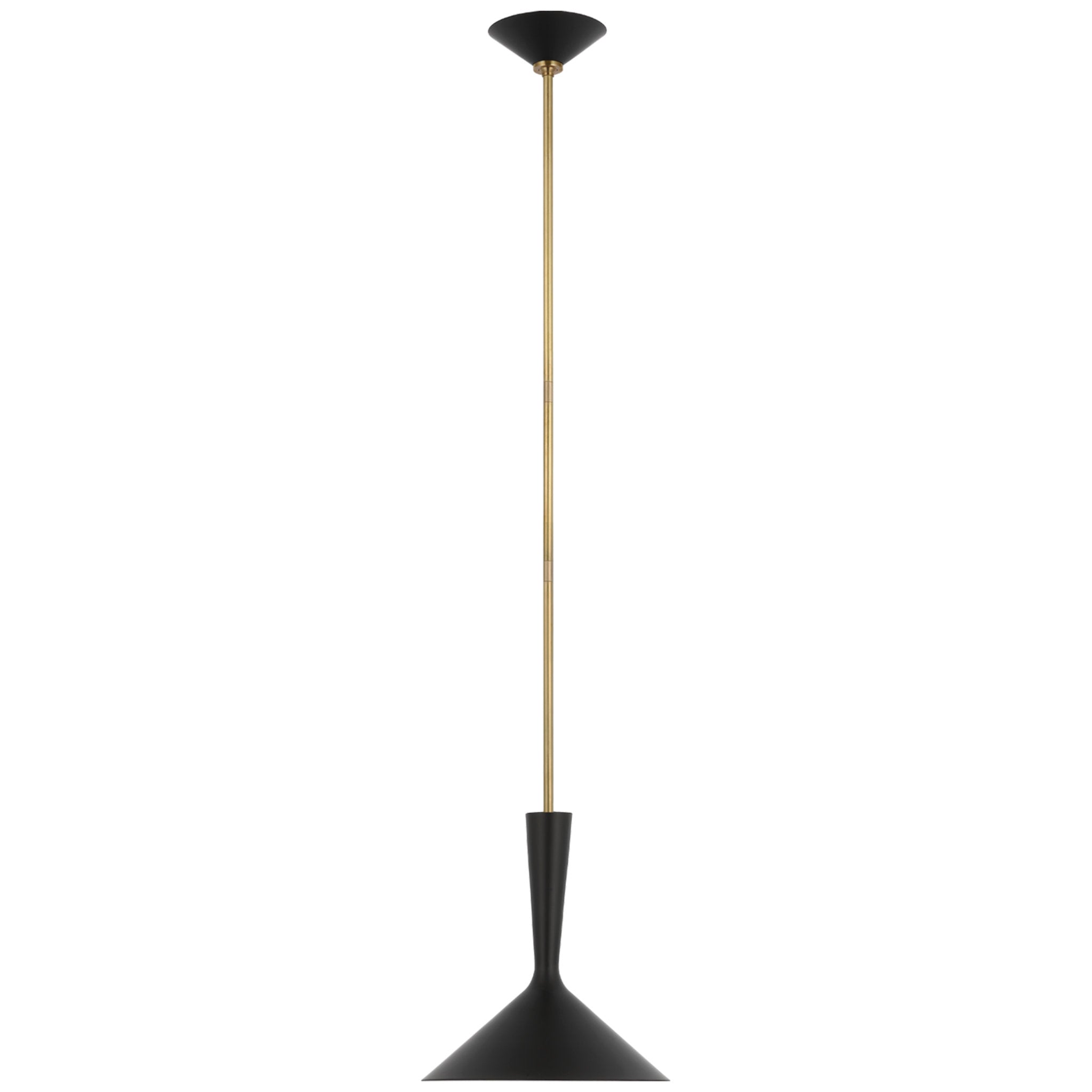 AERIN Rosetta Medium Pendant in Matte Black and Hand-Rubbed Antique Brass Ceiling Light W12"