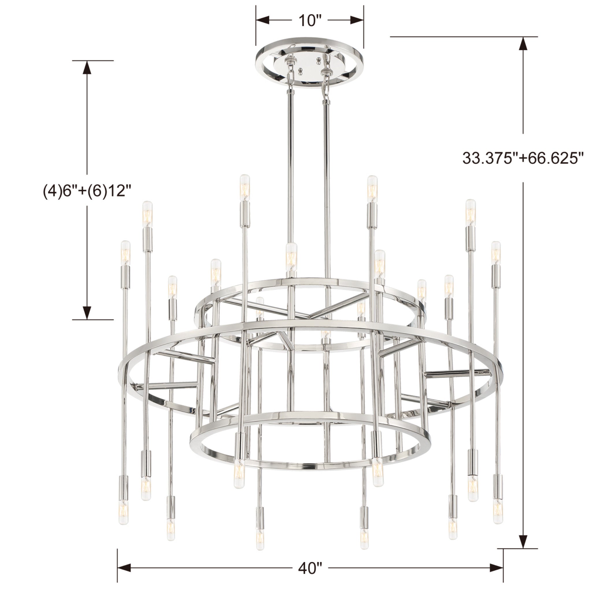 Aries 40'' Polished Nickel Chandelier Silver 40"W x 25"H x 40"D