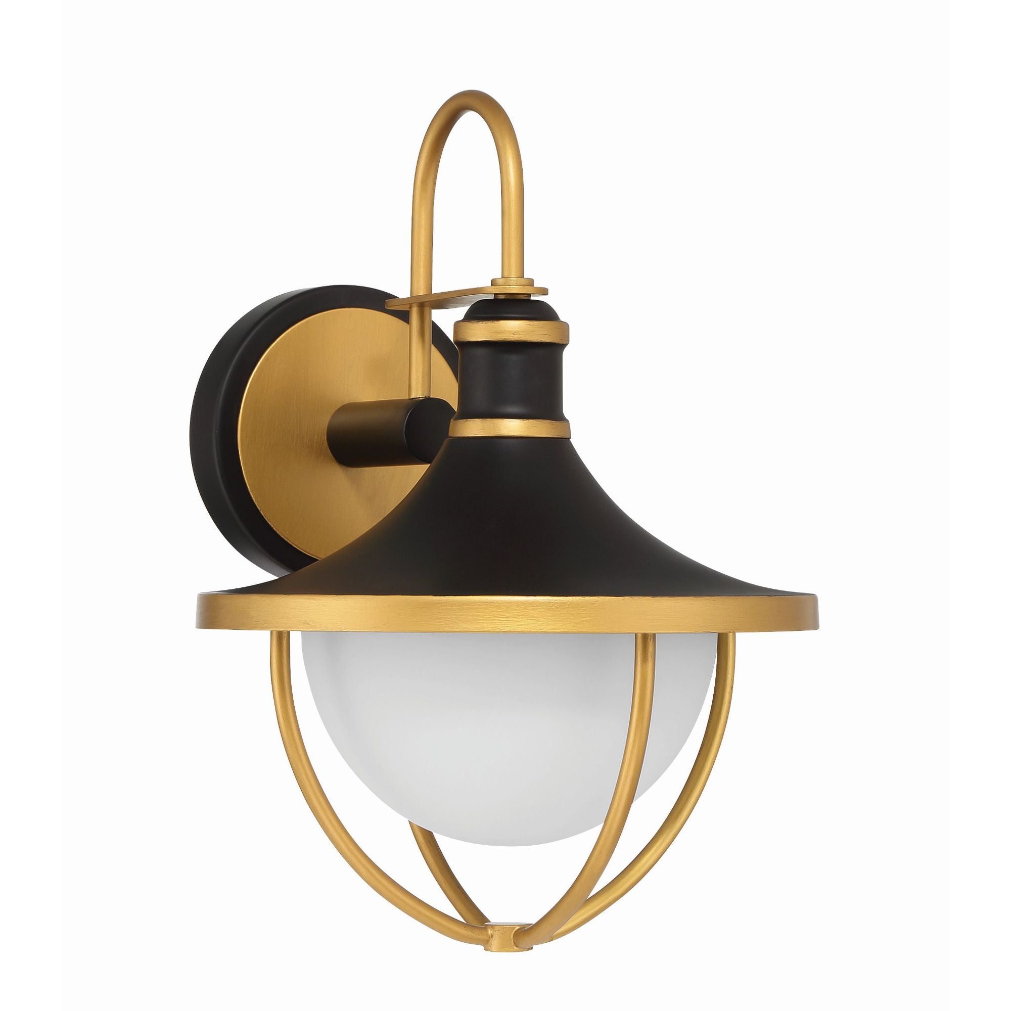 Atlas 9.75'' Matte Black + Textured Gold Outdoor Sconce Black 9.75"W x 13.5"H x 11"D