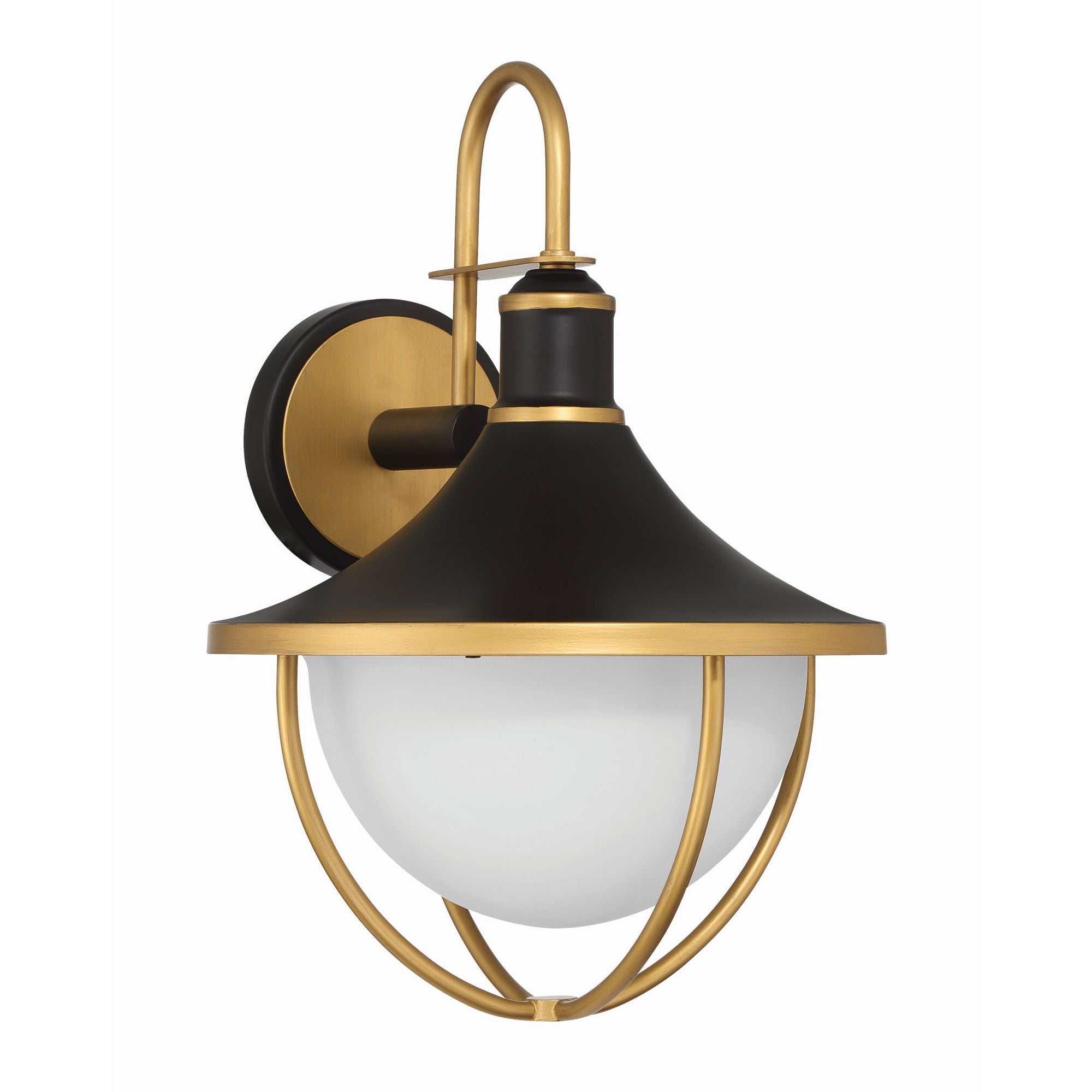 Atlas 13.5'' Matte Black + Textured Gold Outdoor Sconce Black 13.5"W x 18.75"H x 14.5"D