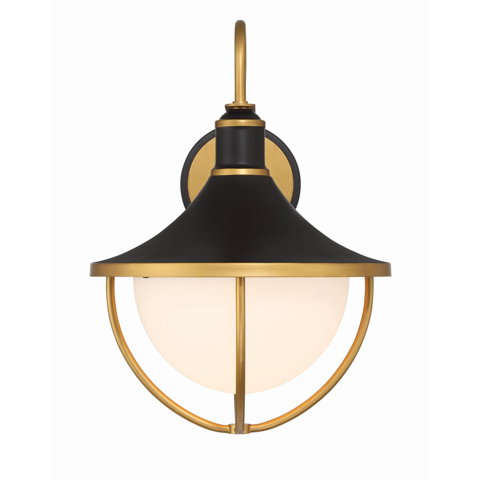 Atlas 13.5'' Matte Black + Textured Gold Outdoor Sconce Black 13.5"W x 18.75"H x 14.5"D