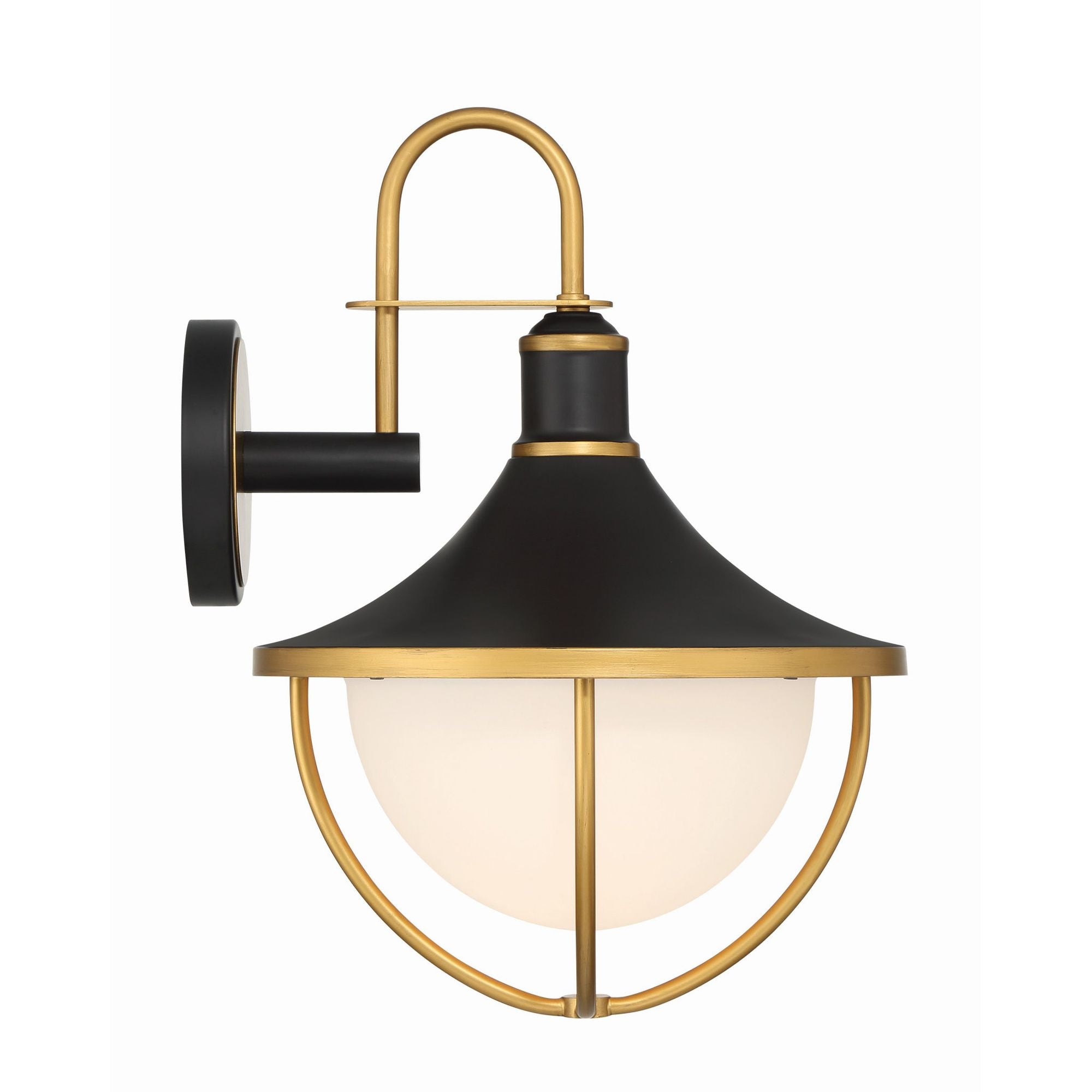 Atlas 13.5'' Matte Black + Textured Gold Outdoor Sconce Black 13.5"W x 18.75"H x 14.5"D