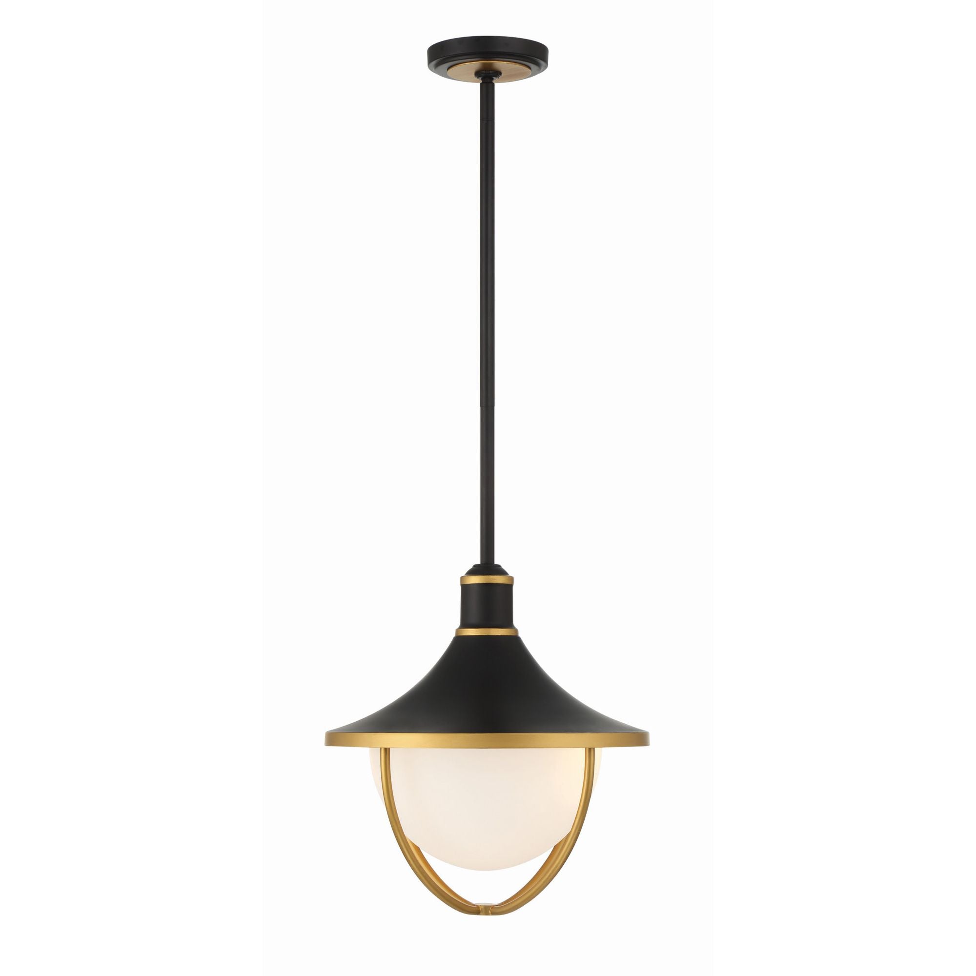 Atlas 16.5'' Matte Black + Textured Gold Outdoor Pendant Black 16.5"W x 17"H x 16.5"D