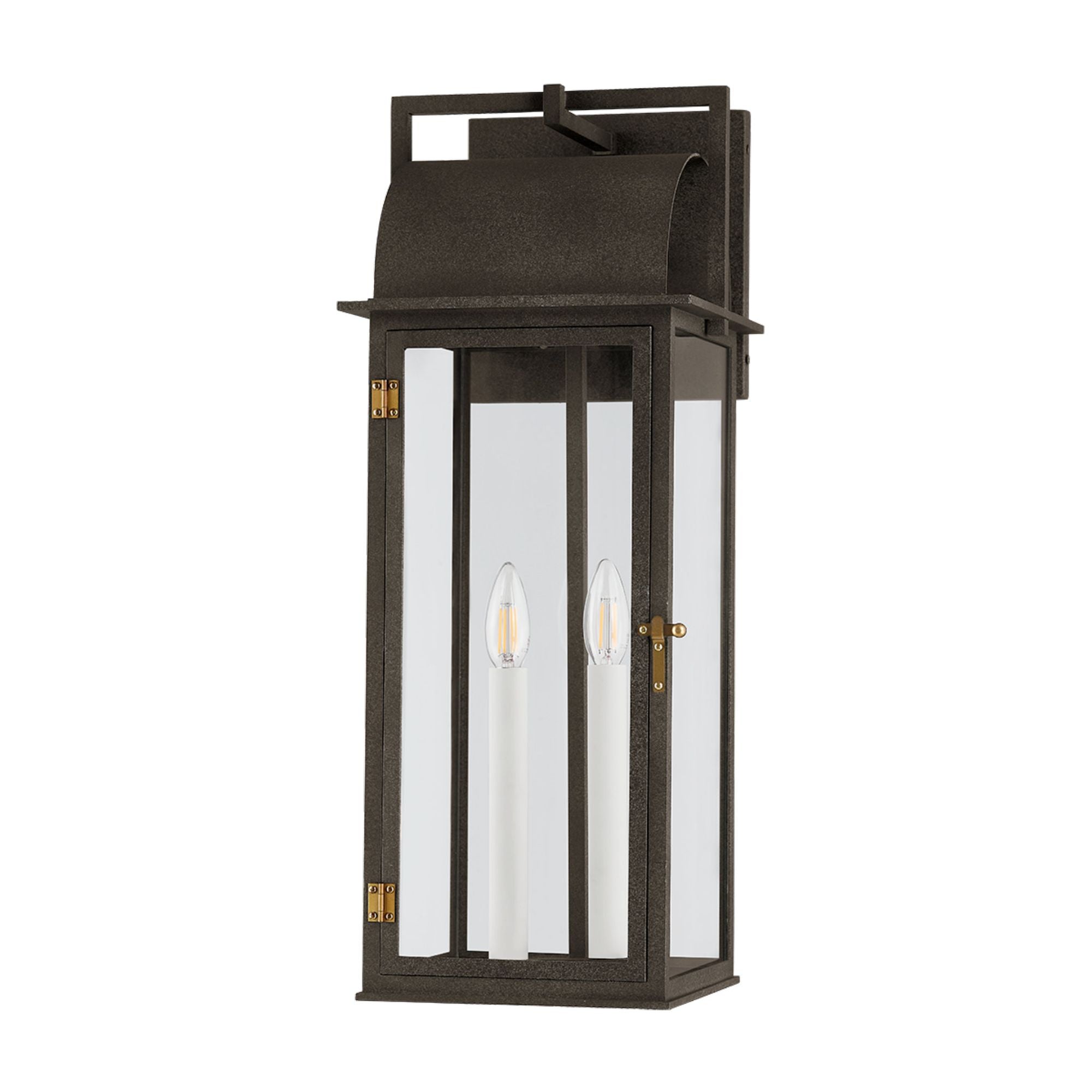 Bohen Exterior Wall Sconce 2-Light Outdoor LED in  French Iron/Patina Brass 9.5L x 9.5W x 24.25H