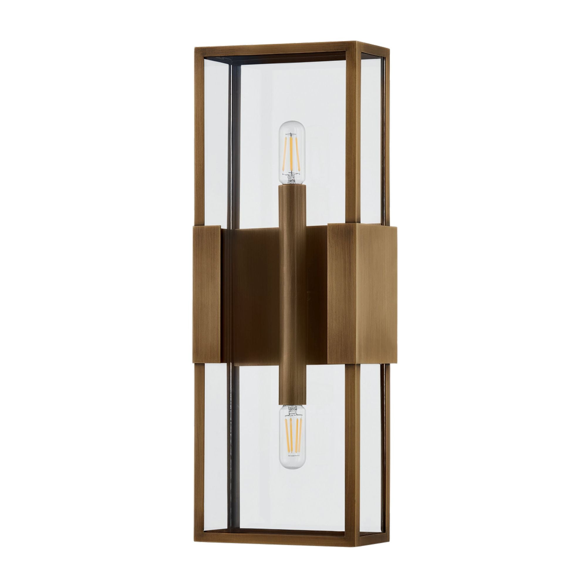 Santa Clara Exterior Wall Sconce 2-Light Outdoor LED in  Patina Brass 6.5L x 6.5W x 18H