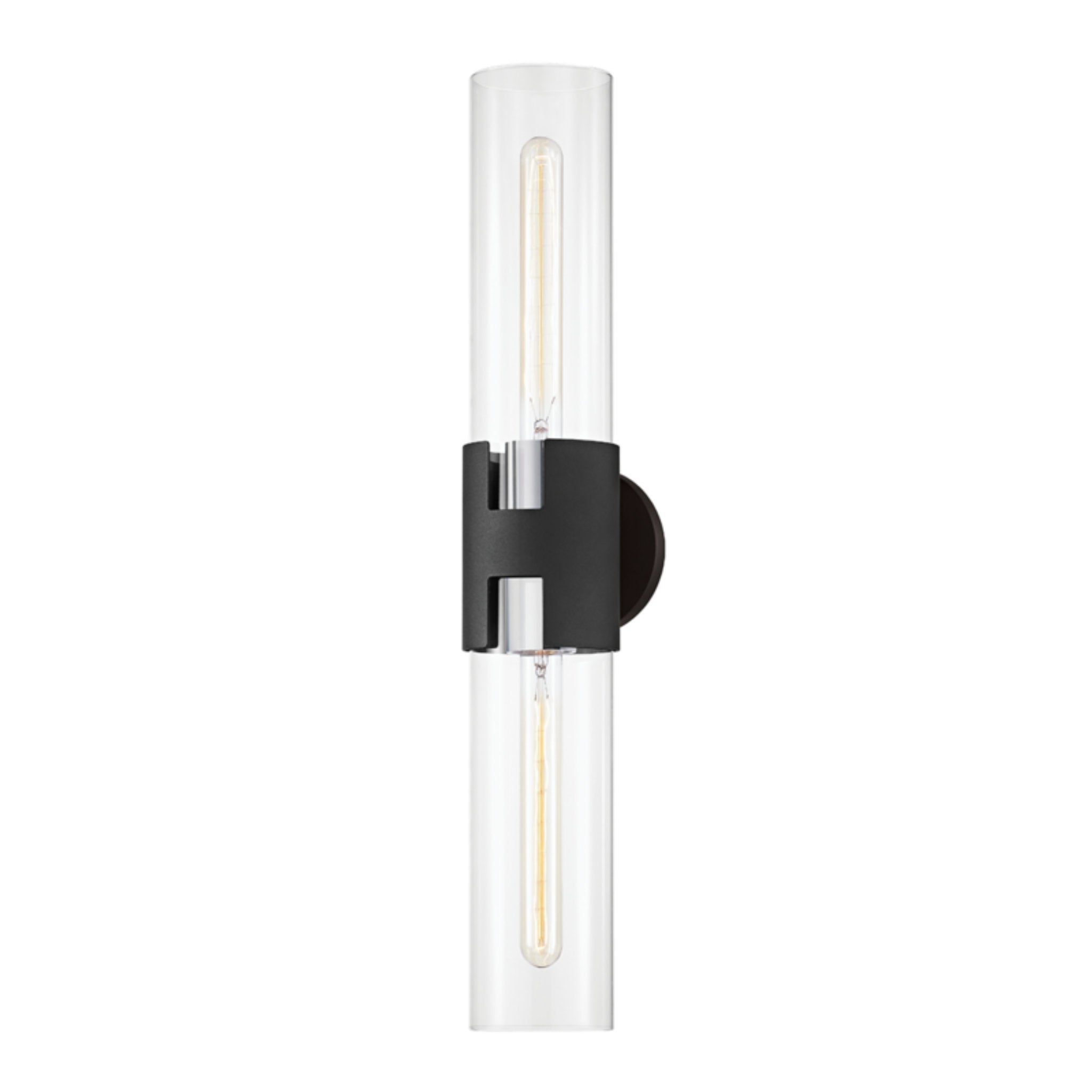 Amado 2 Light Wall Sconce in Polished Nickel/Textured Black