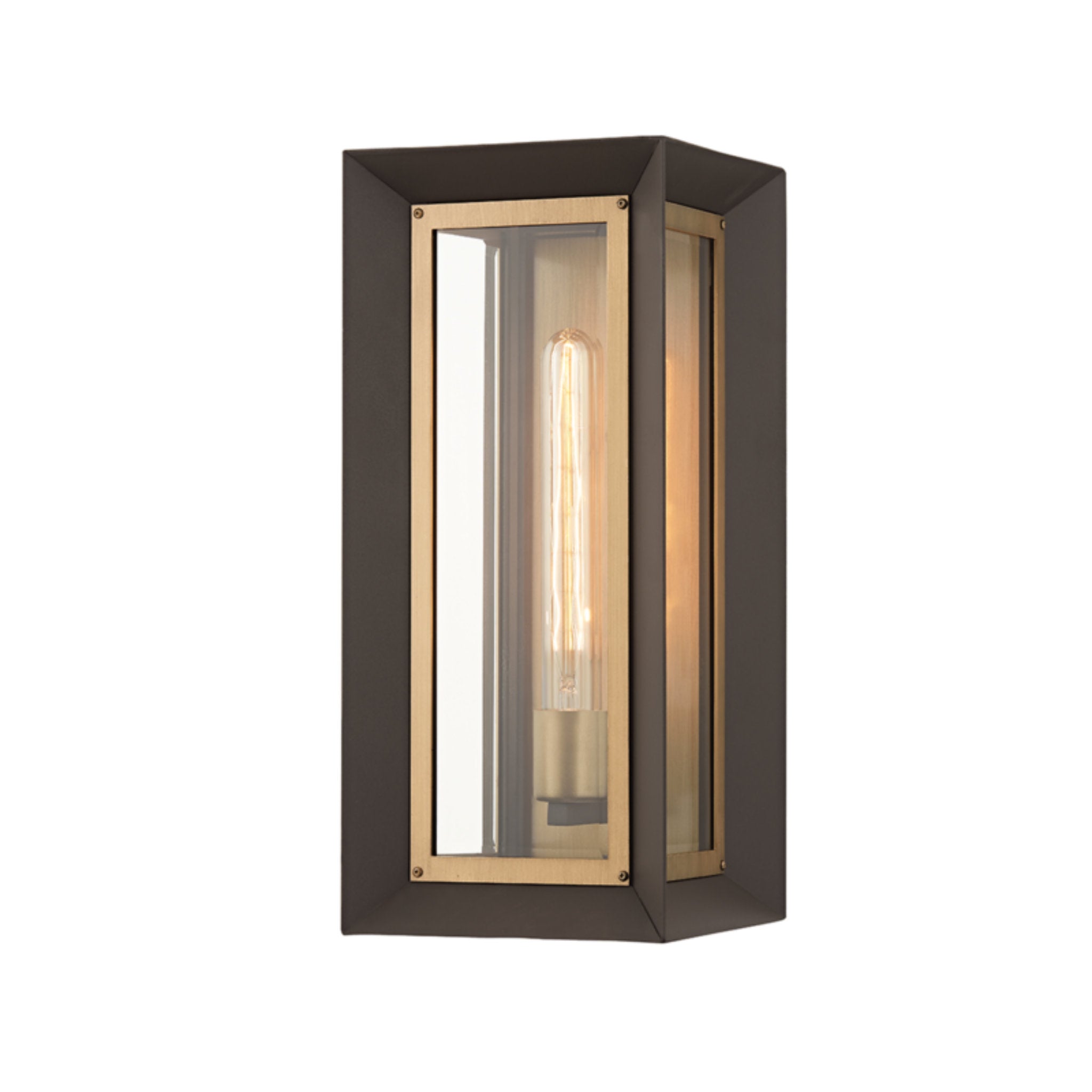 Lowry Wall Sconce 1-Light Outdoor LED in  Textured Bronze/Patina Brass 7.5L x 7.5W x 17H