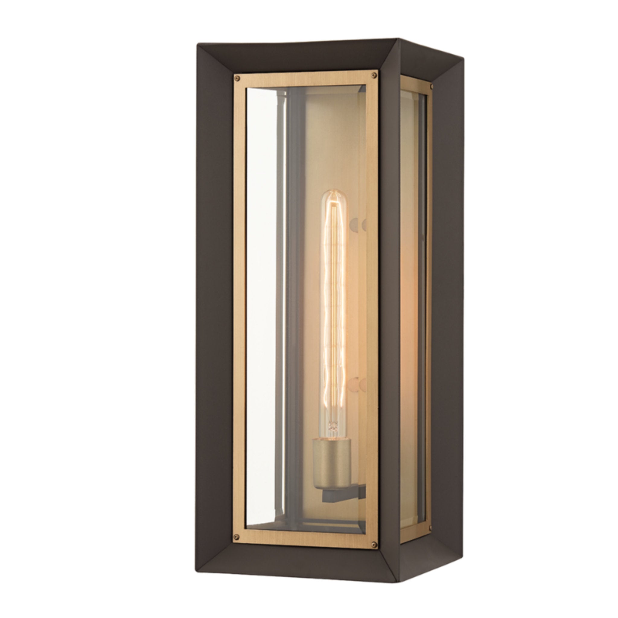 Lowry Wall Sconce 1-Light Outdoor LED in  Textured Bronze/Patina Brass 8.5L x 8.5W x 21H