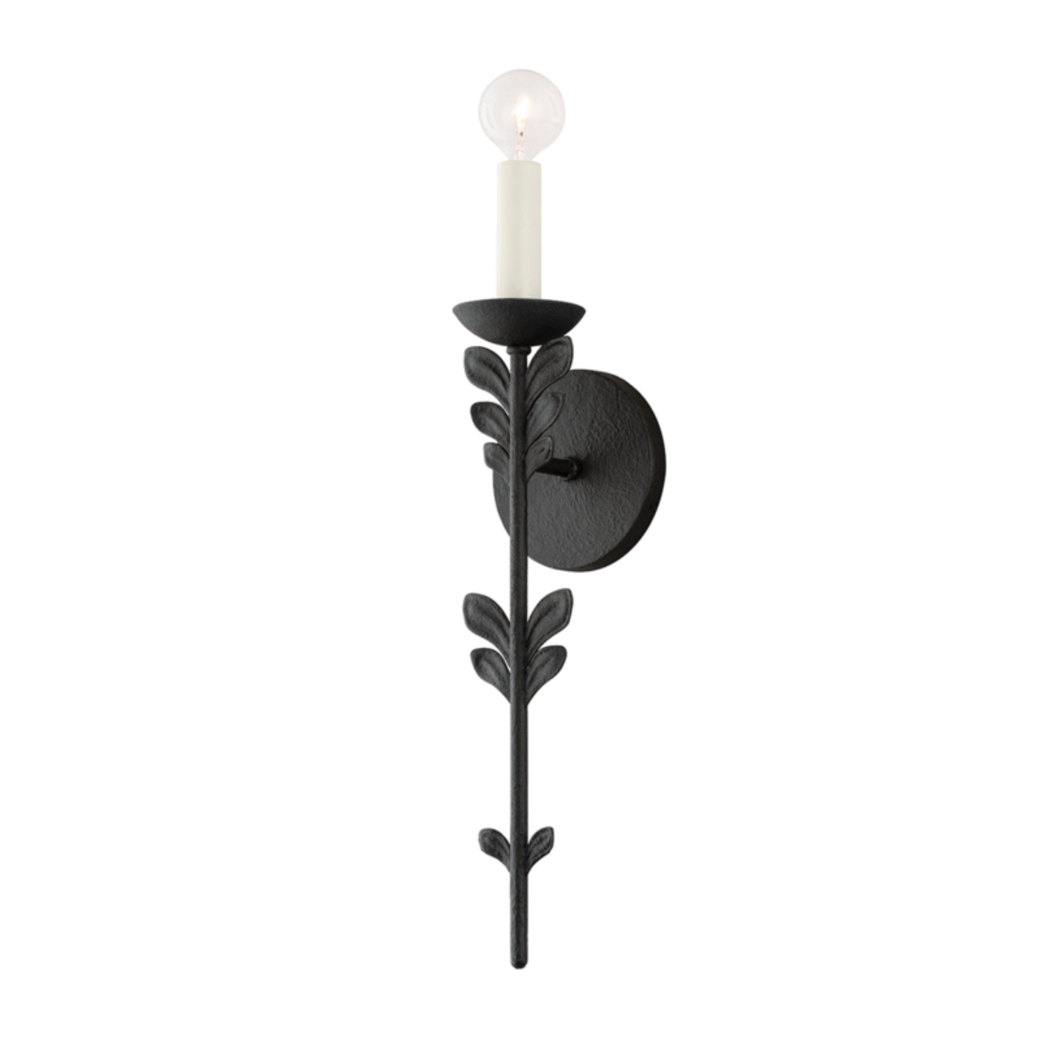 Florian 1 Light Wall Sconce in Black Iron