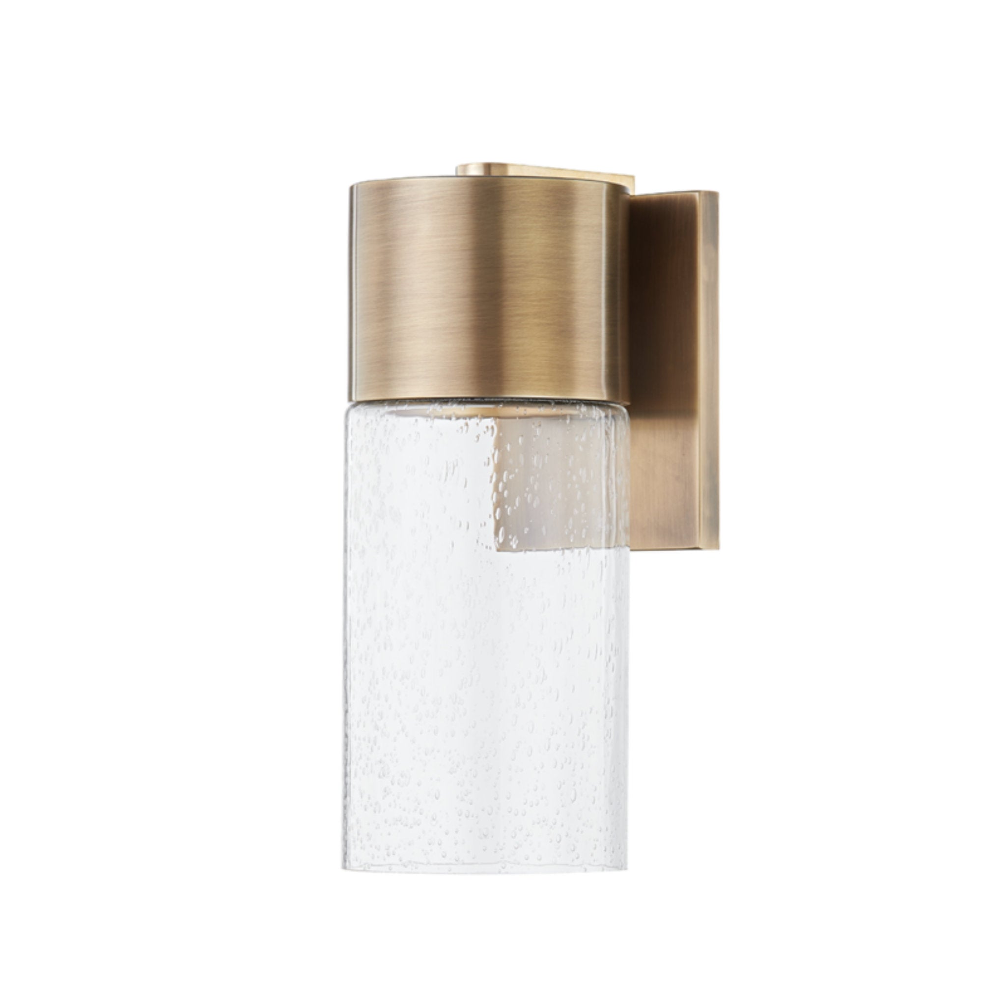 Pristine Wall Sconce 1-Light Outdoor LED in  Patina Brass 5.25L x 5.25W x 12.75H