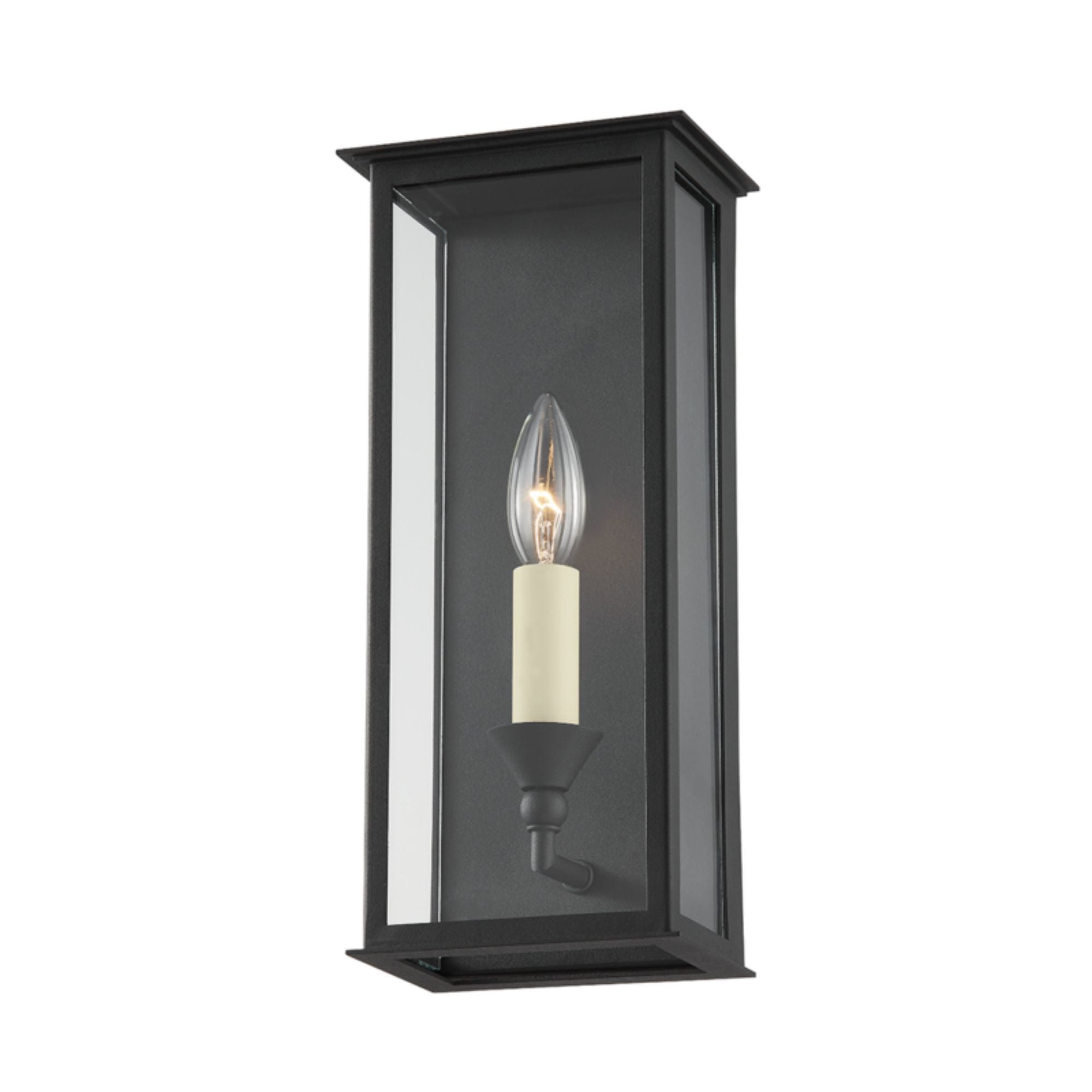 Chauncey 1-Light Exterior Wall Sconce in Texture Black 6W x 13.25H