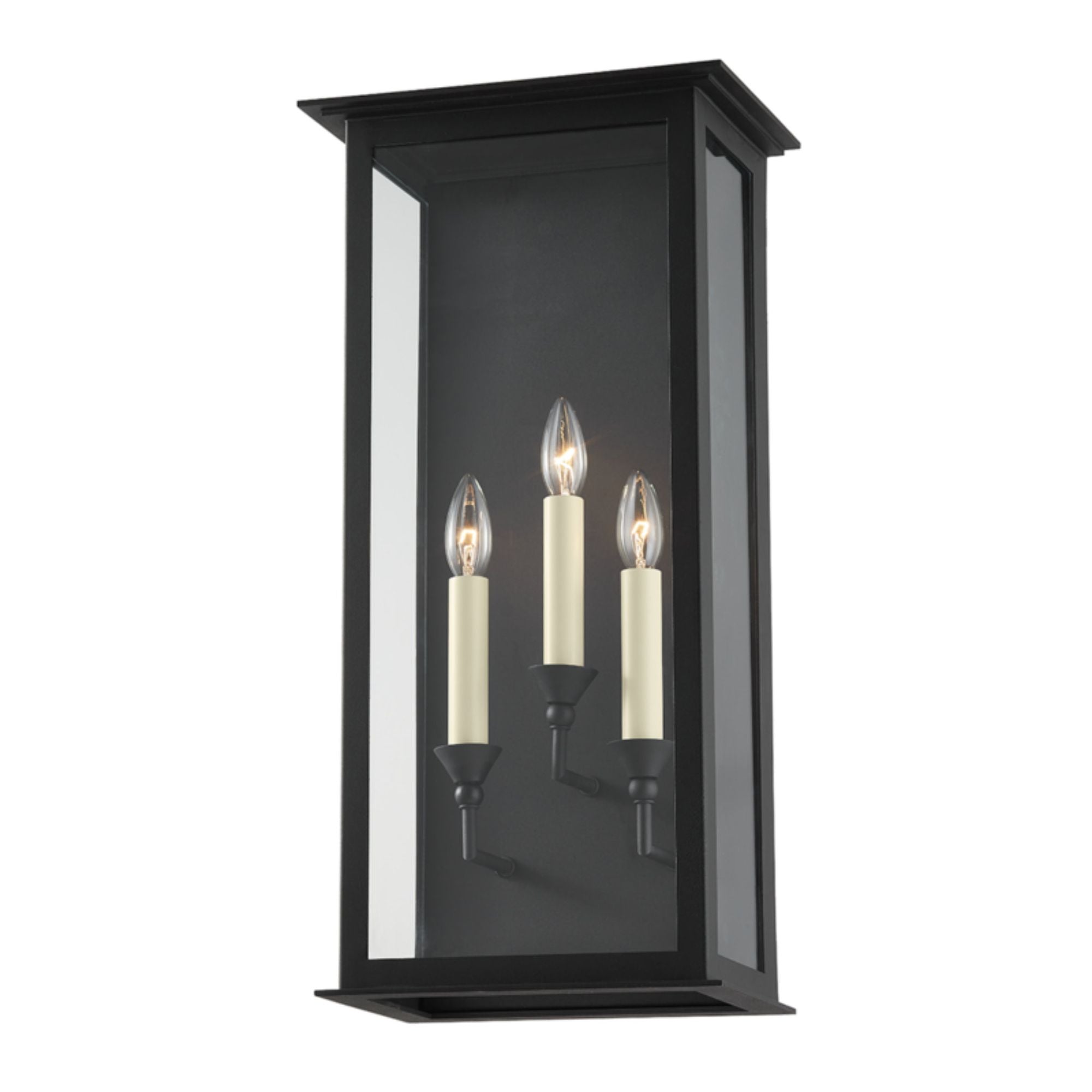 Chauncey 3-Light Exterior Wall Sconce in Texture Black 11.5W x 23.5H