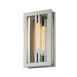 Enigma 1 Light Wall Sconce in Silver Leaf W Stainless Acc