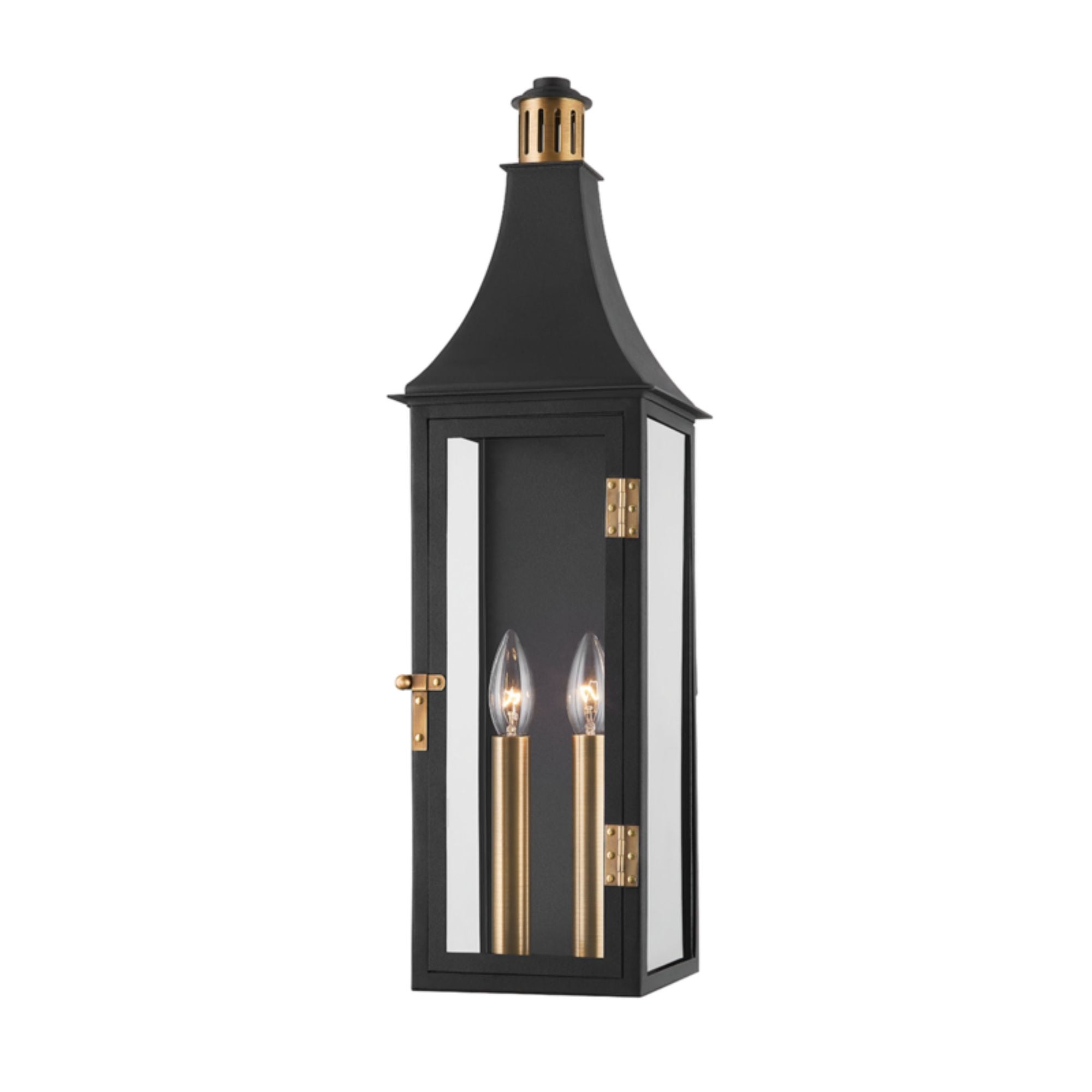 Wes Wall Sconce 2-Light Outdoor LED in  Patina Brass 7L x 7W x 23.75H