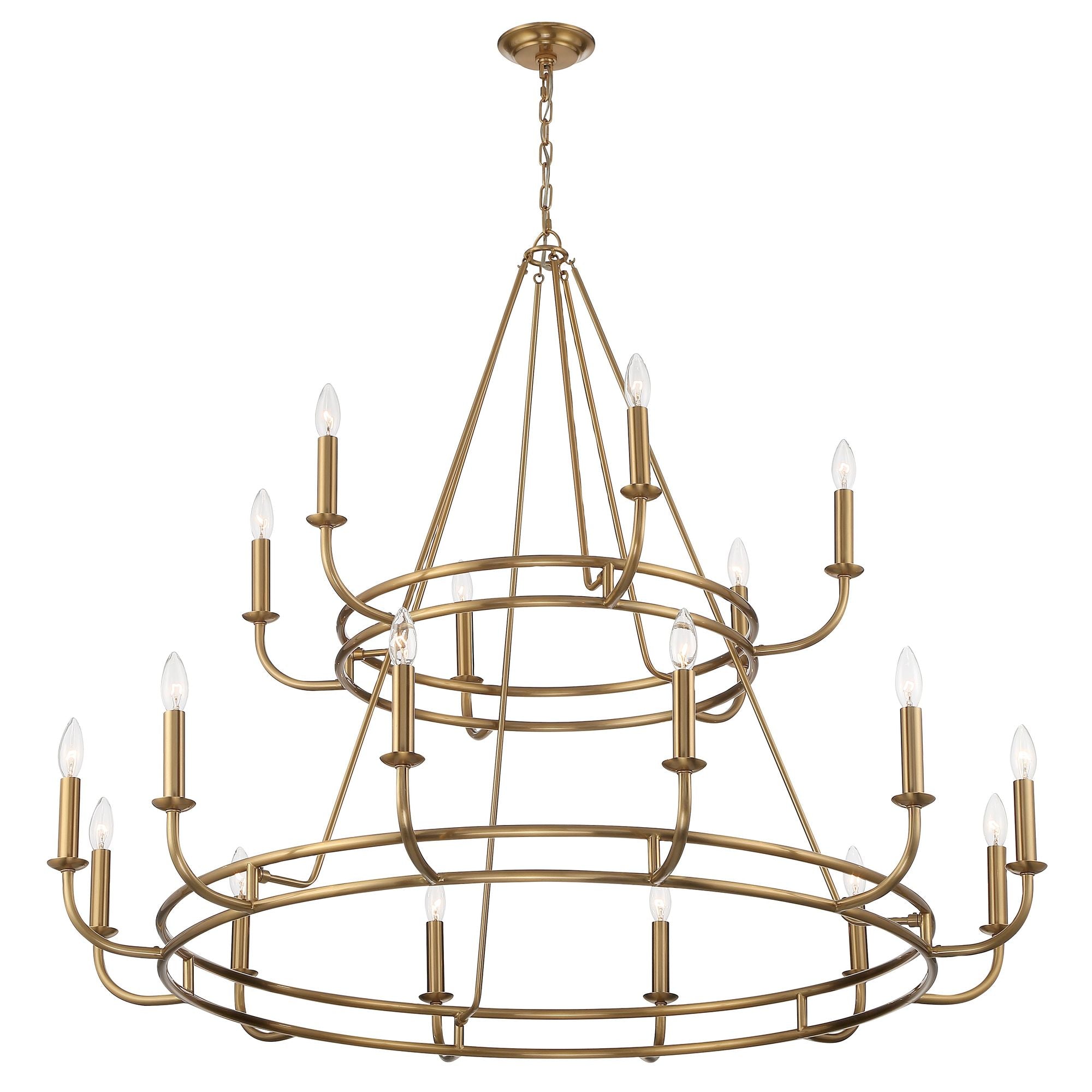 Bailey 18 Light Aged Brass Chandelier 48"W x 39"H x 48"D