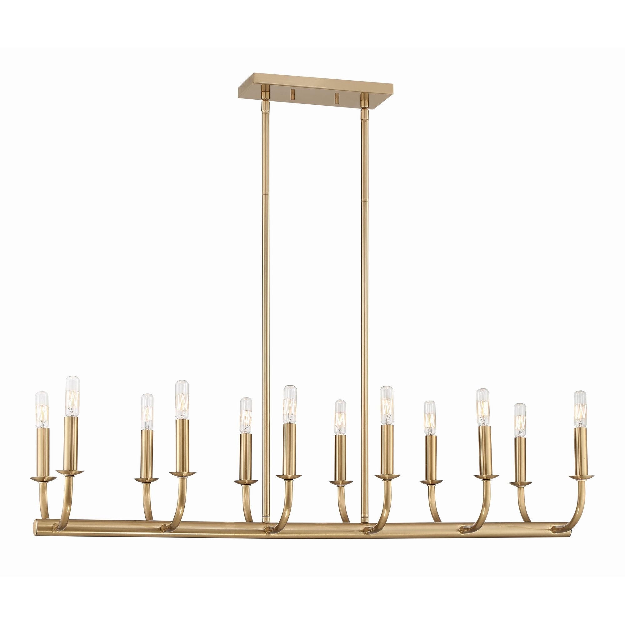 Bailey 12 Light Aged Brass Linear Chandelier 42"W x 8"H x 12.5"D